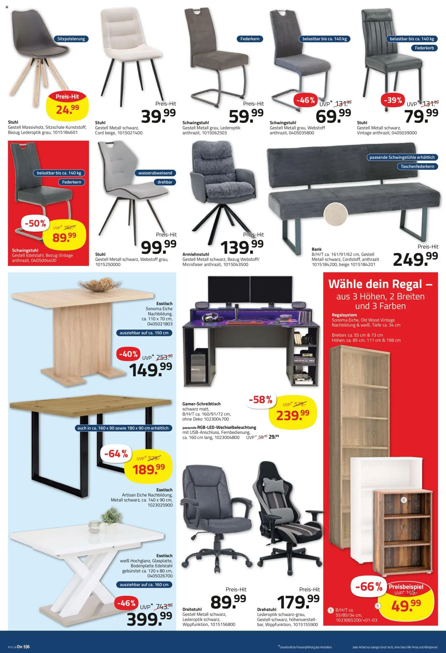 Roller Prospekt 	 – gültig ab 01.03.2026 | Seite: 10 | Produkte: Esstisch, Schwingstühle, Regal, Stuhl