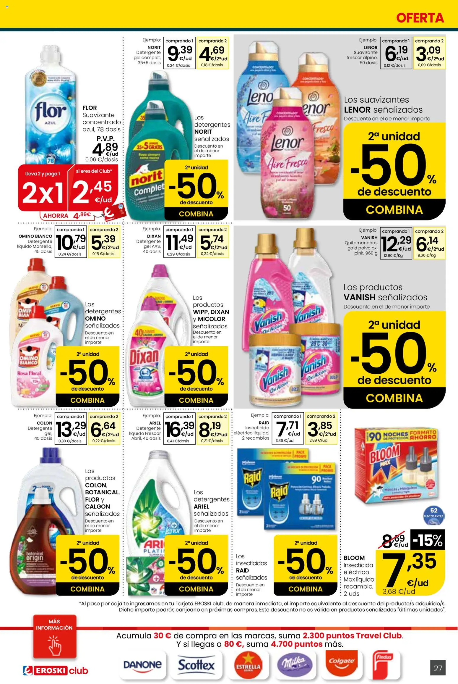Eroski Quieres ahorrar conmigo │ válido desde el 16.04.2026 | Página: 27 | Productos: Quitamanchas, Detergente, Suavizante, Caja
