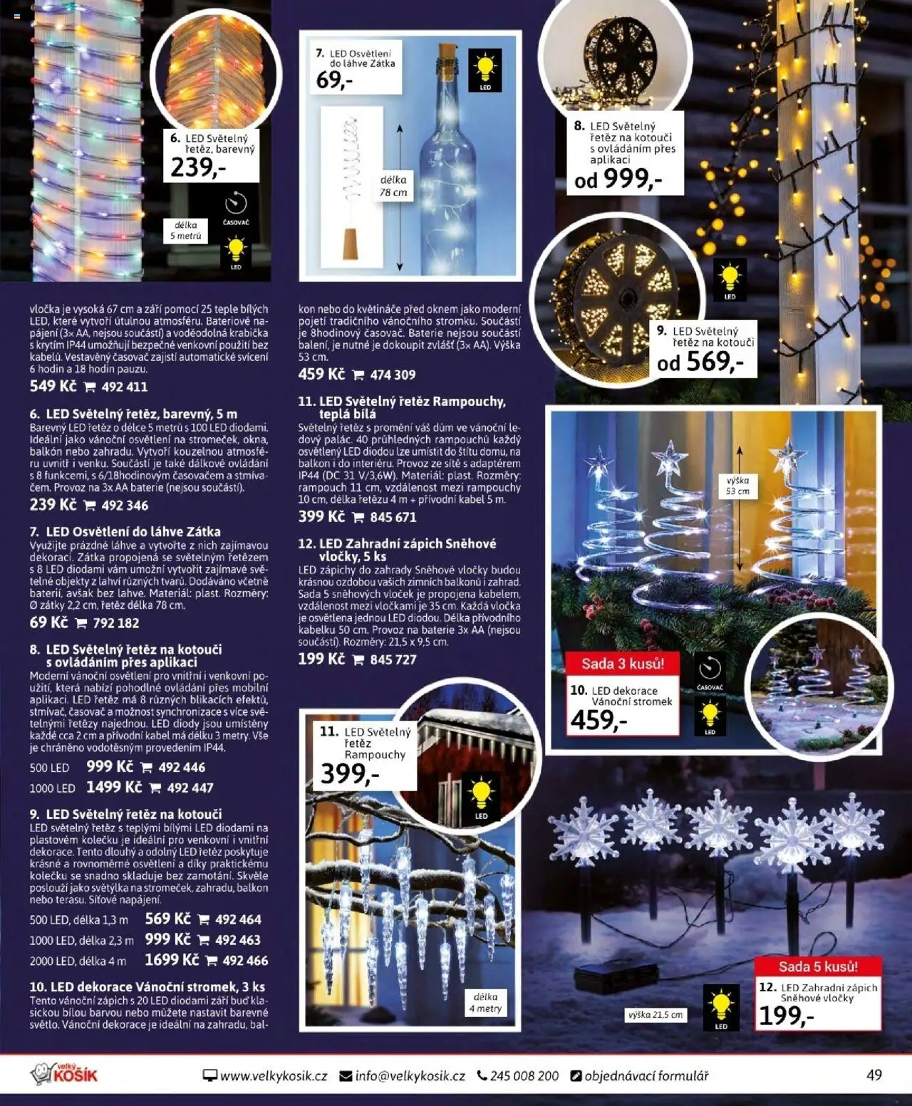 Velký Košík katalog září od 01.09.2025 | Strana: 49 | Produkty: Krabička, Vločky, Světelný řetěz, Baterie