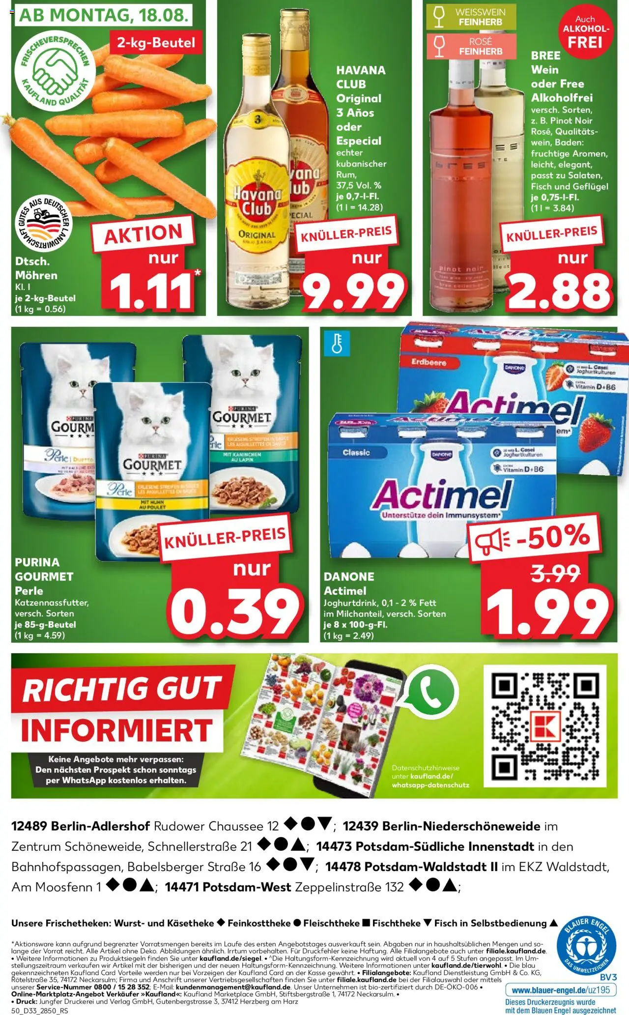 Kaufland prospekt Potsdam	 - gültig ab dem 14.08.2025 | Seite: 50 | Produkte: Havana club, Actimel, Rum, Wurst
