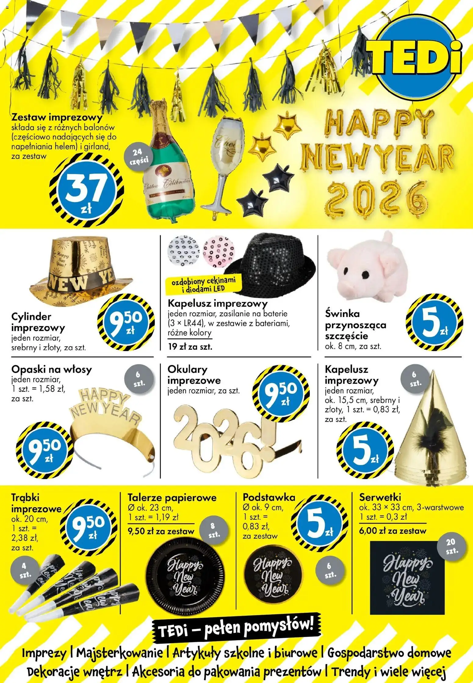 TEDi Gazetka od 12.12.2025 | Strona: 4 | Produkty: Okulary, Baterie, Talerze, Artykuły szkolne