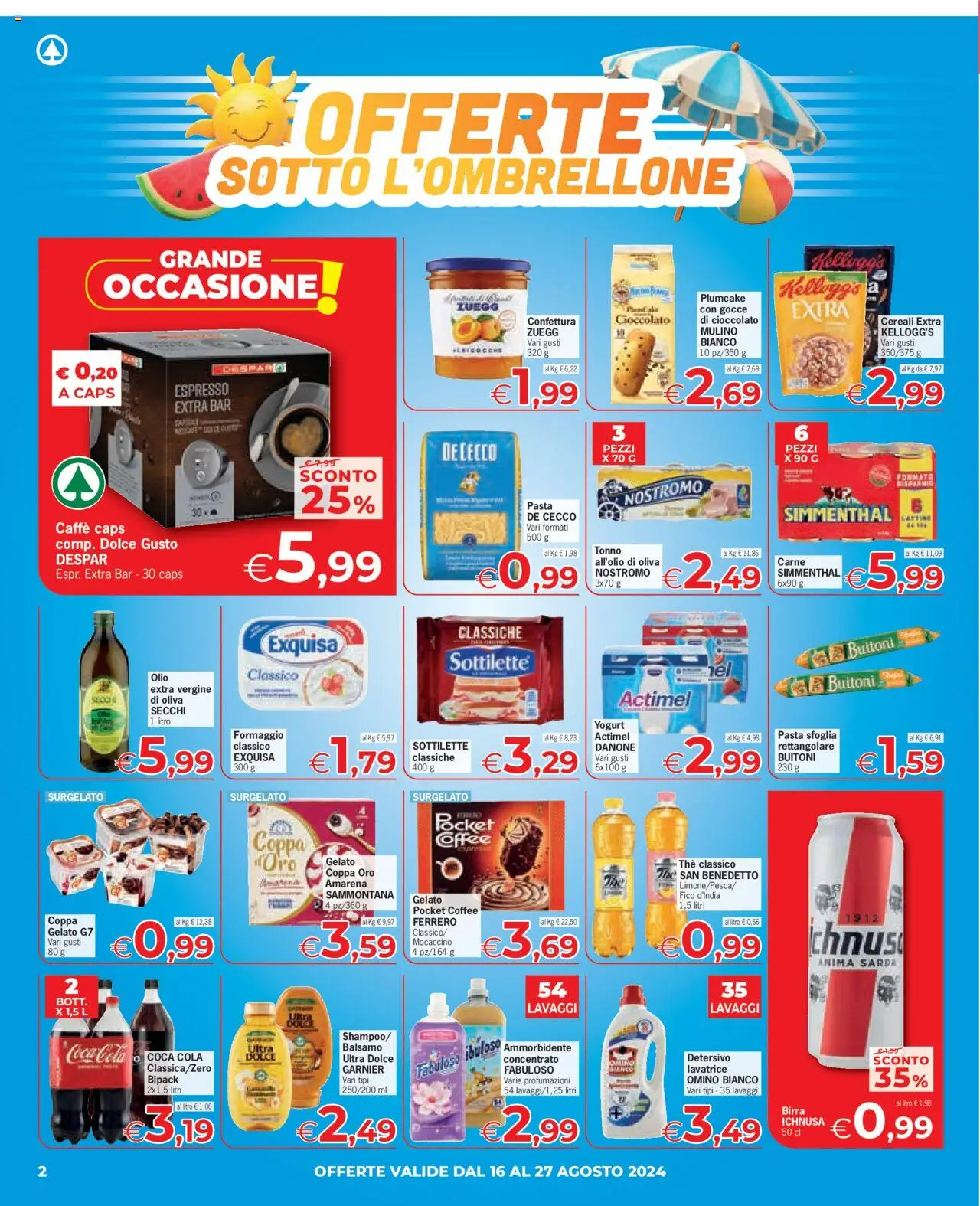 Volantino Despar del 16.08.2025 | Pagina: 2 | Prodotti: Ammorbidente, Pasta sfoglia, Olio, The