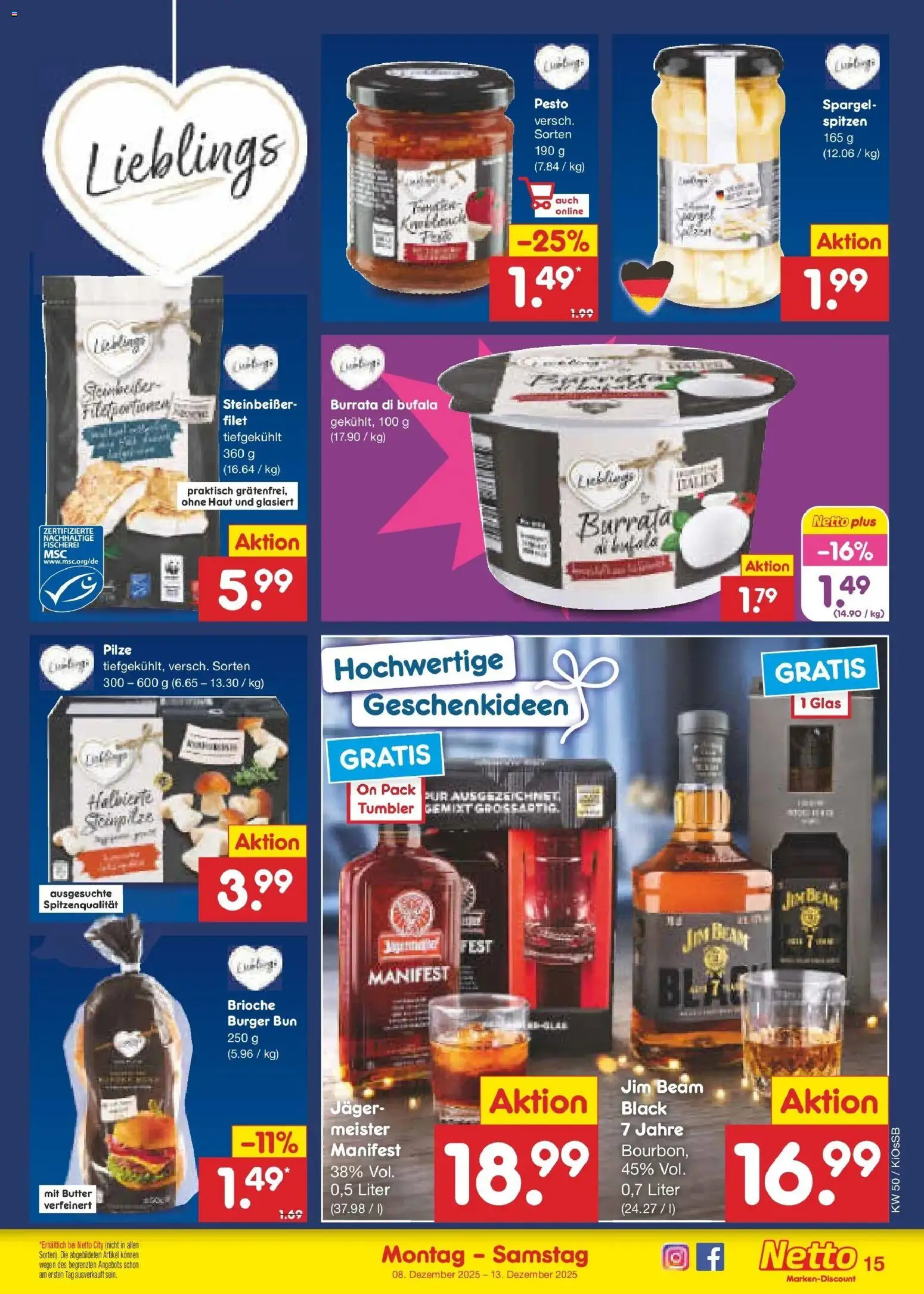 Netto Marken-Discount - Netto: Wochenangebote – gültig ab 07.12.2025 | Seite: 15 | Produkte: Butter, Burger, Burger bun, Spargel