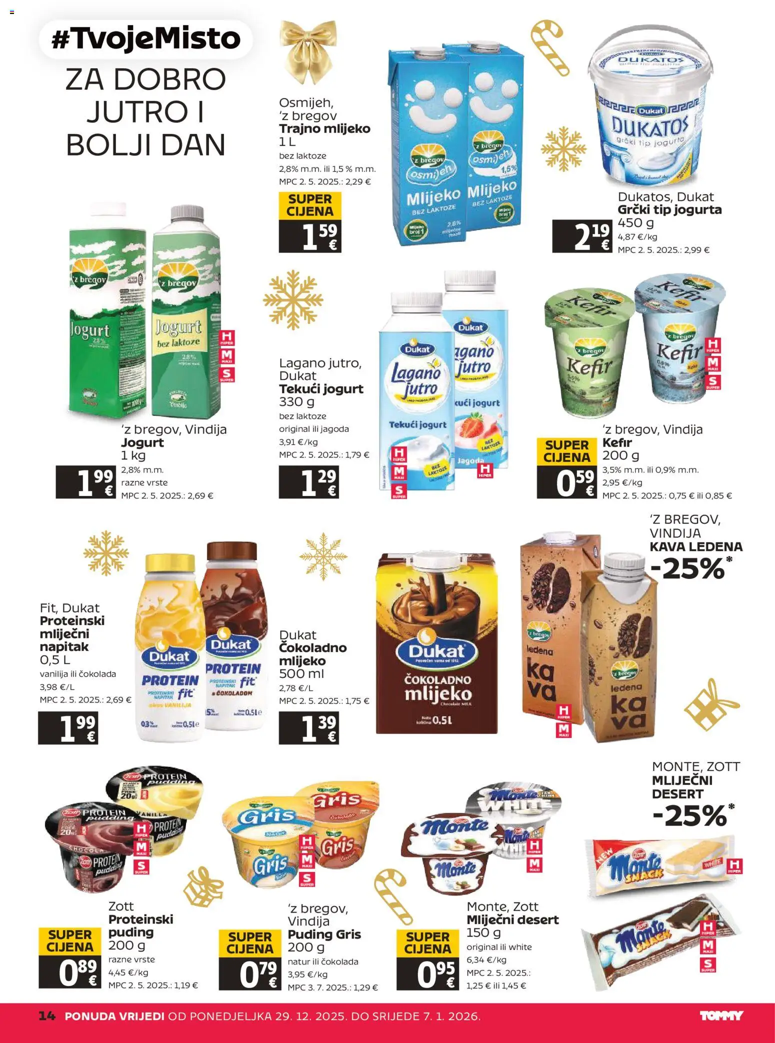 Tommy katalog | vrijedi od 29.12.2025 | Stranica: 14 | Proizvodi: Mlijeko, Jogurt, Kava, Čokolada