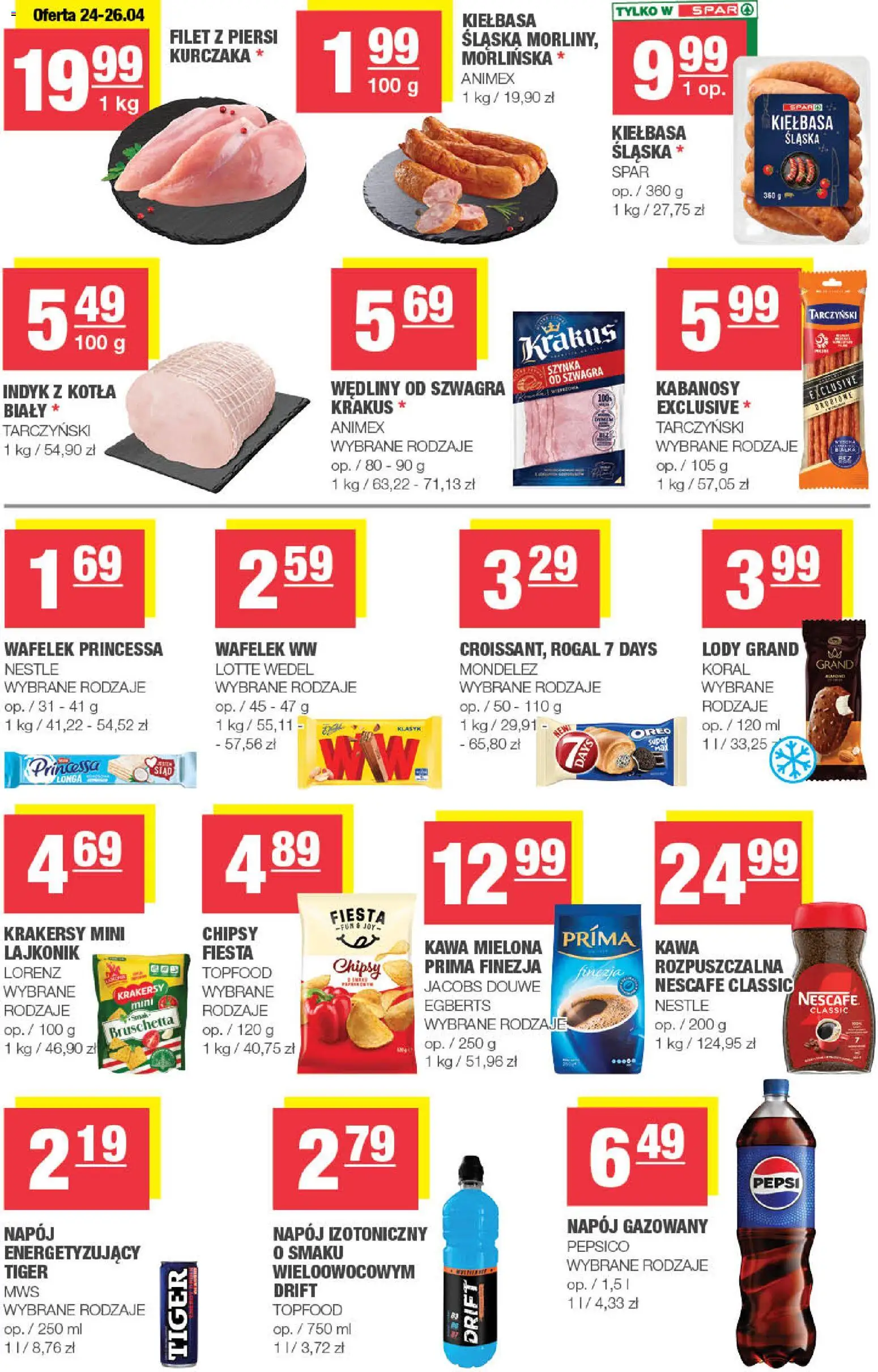Spar gazetka - Mini od 22.04.2026 | Strona: 3 | Produkty: Kiełbasa, Chipsy, Nescafe, Kabanosy