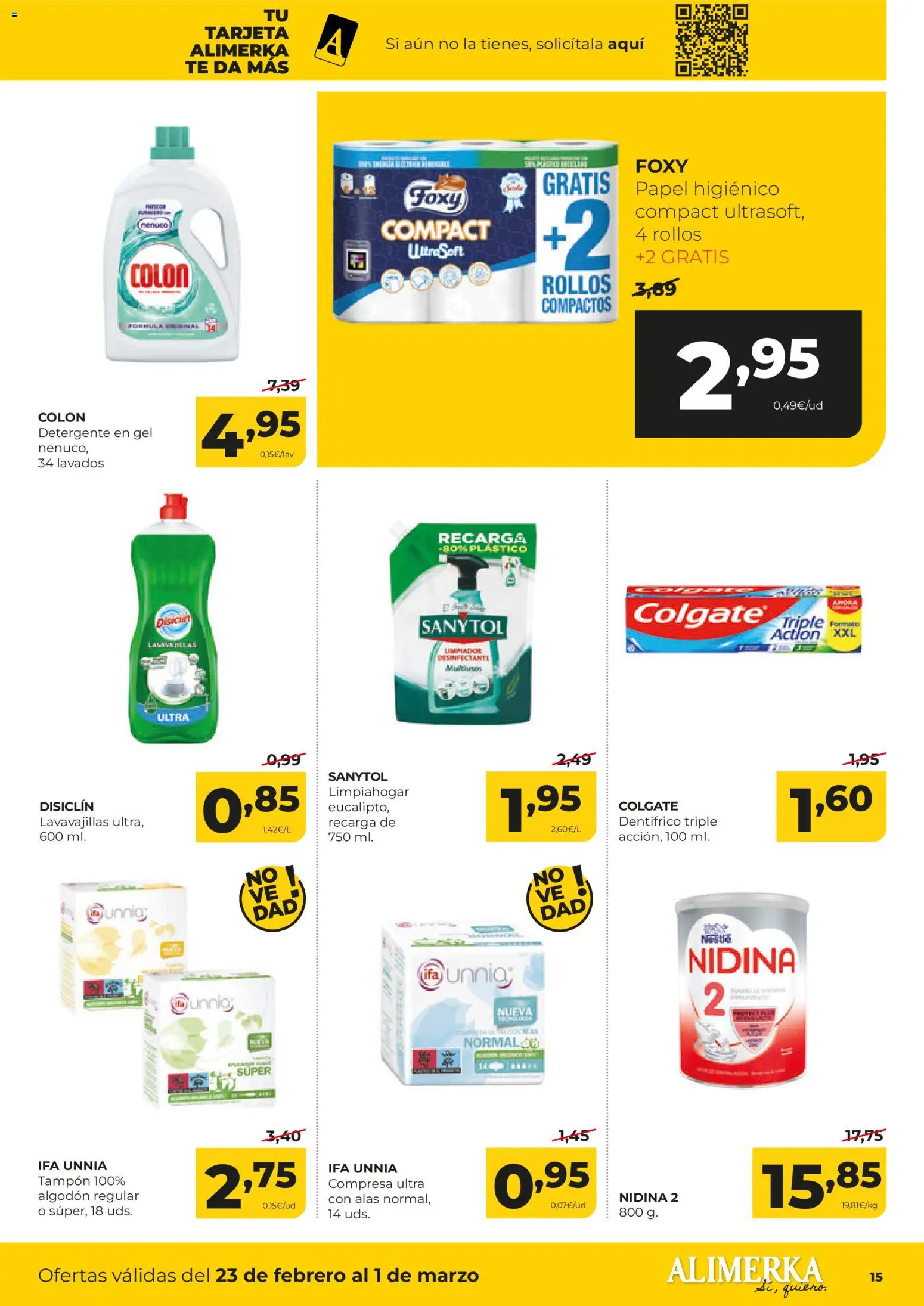 Alimerka folleto Castilla y León │ válido desde el 23.02.2026 | Página: 15 | Productos: Detergente, Papel higienico, Té, Lavavajillas