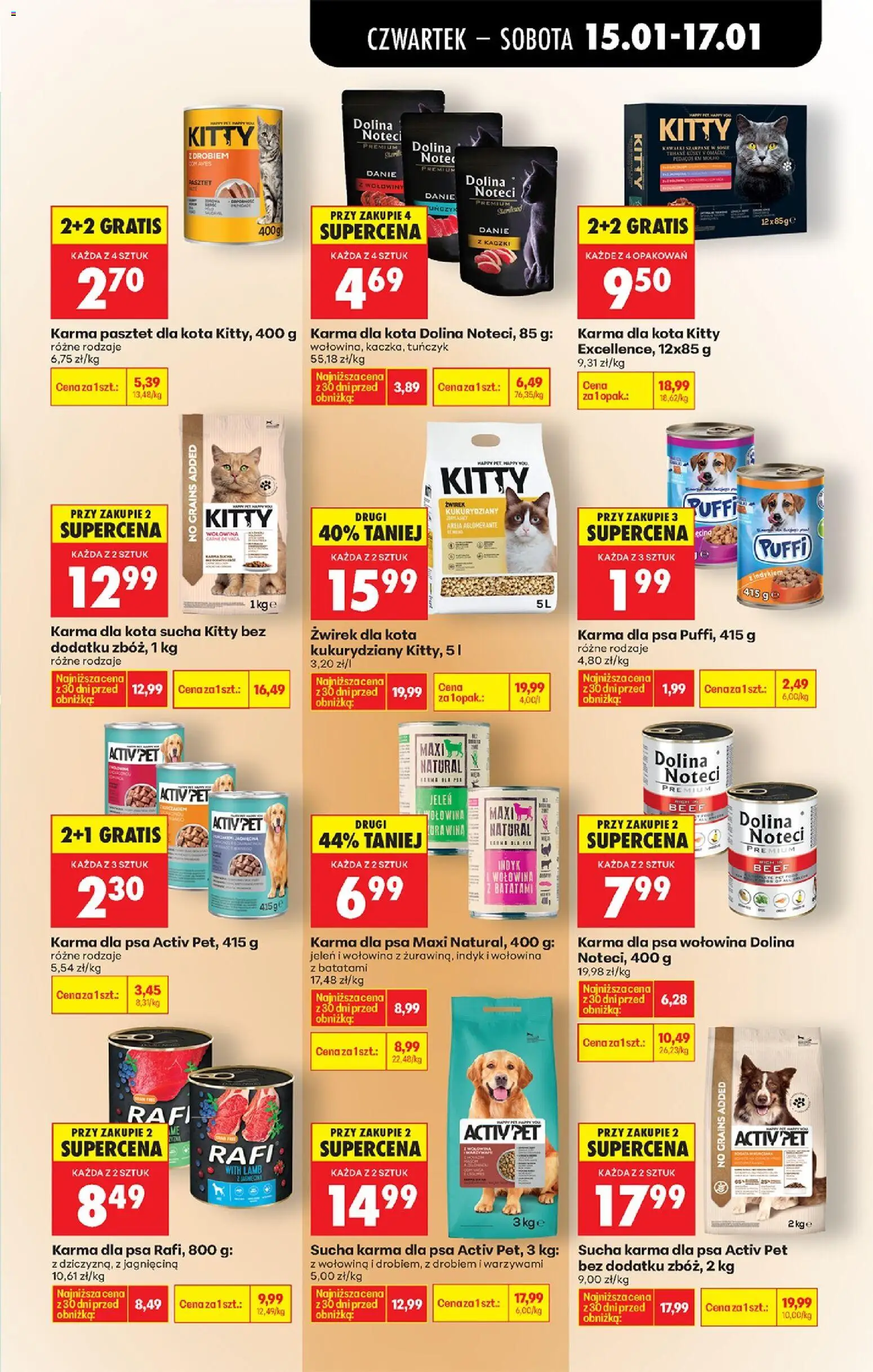 Biedronka gazetka - Oferta w tym tygodniu od 15.01.2026 | Strona: 69 | Produkty: Karma dla psa activ pet, Karma dla kota, Jeleń, Activ pet karma
