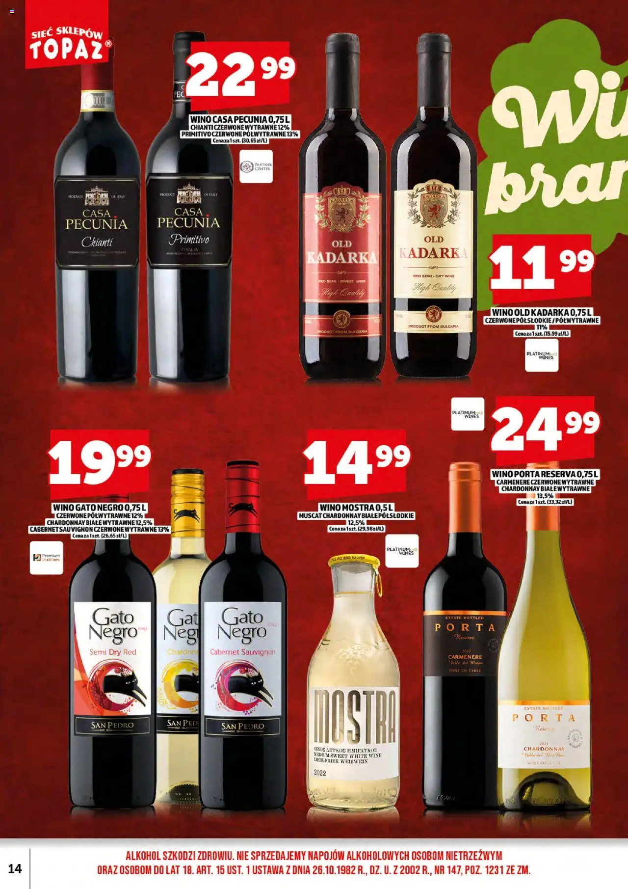 Topaz Gazetka alkoholowa od 15.09.2025 | Strona: 16 | Produkty: Chardonnay, Wino, Alkohol