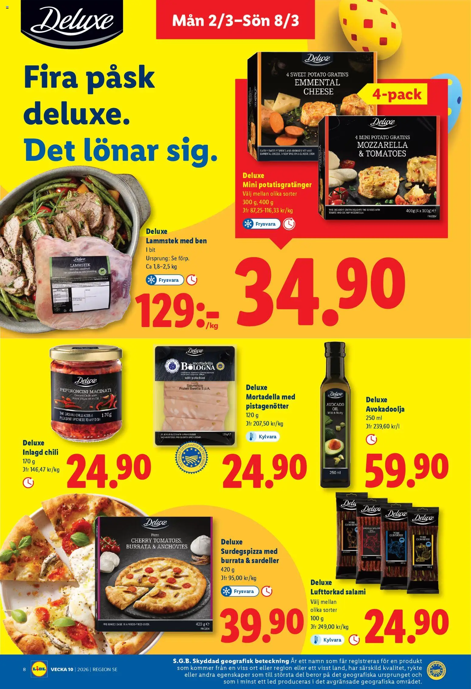 Lidl reklamblad aktuell från 02.03.2026 | Sida: 8 | Produkter: Avocado, Salami, Pizza, Sardeller