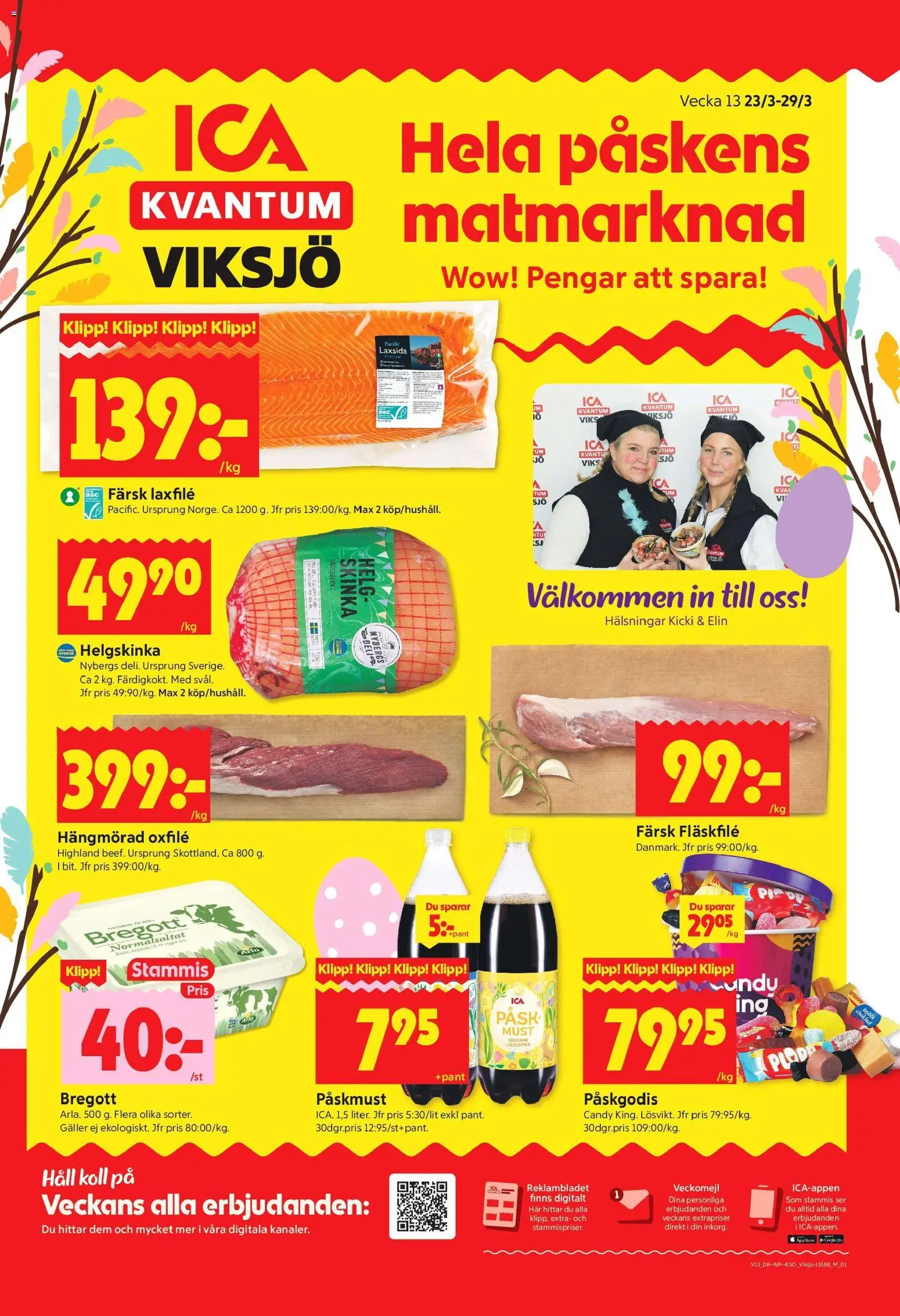 ICA Kvantum reklamblad aktuell från 23.03.2026 | Sida: 1 | Produkter: Galler, Bregott, Oxfilé, Häll