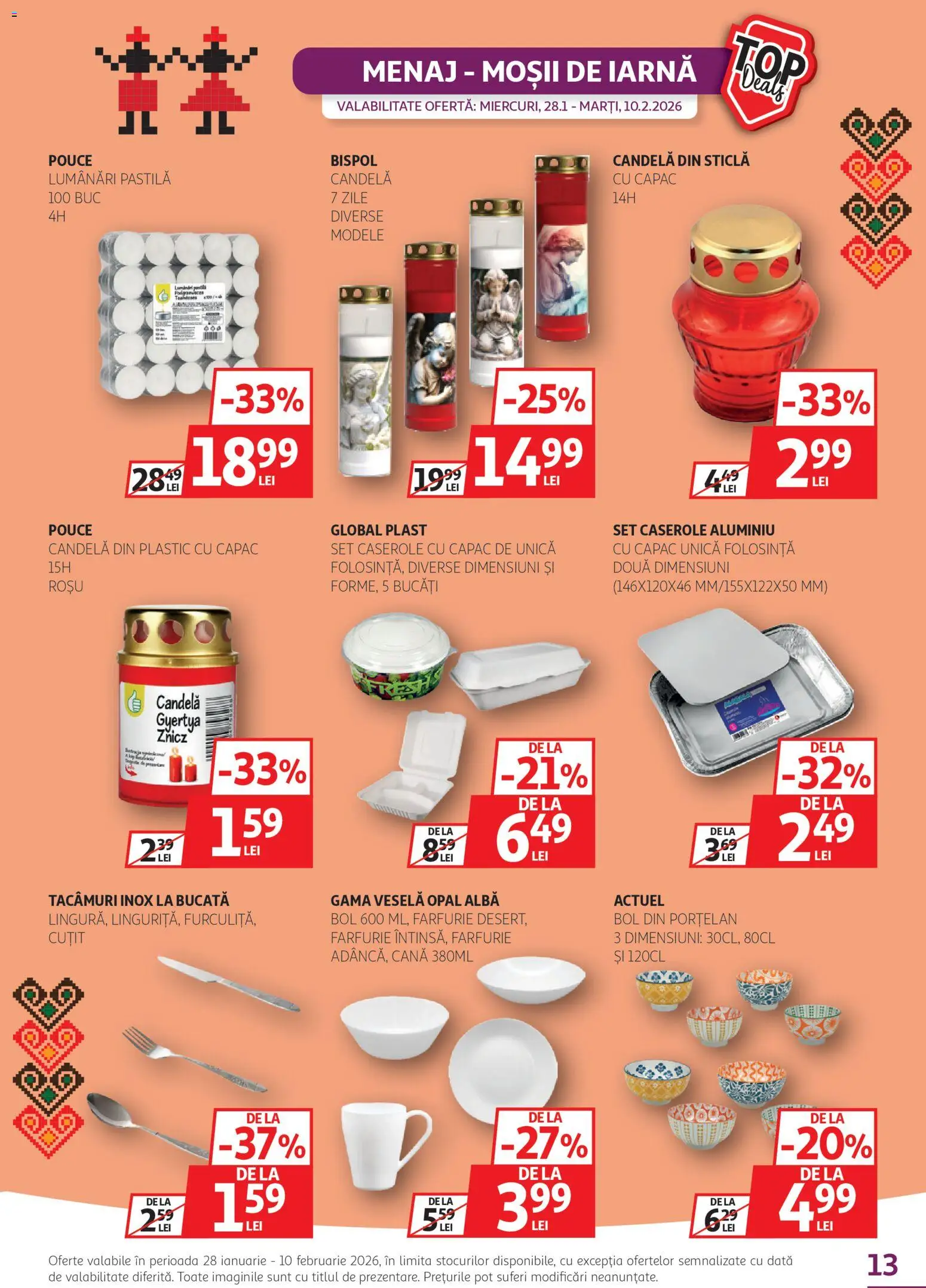 Noul catalog Auchan – valabil de la 28.01.2026 | Pagină: 13 | Produse: Caserole, Bol, Cuțit, Farfurie