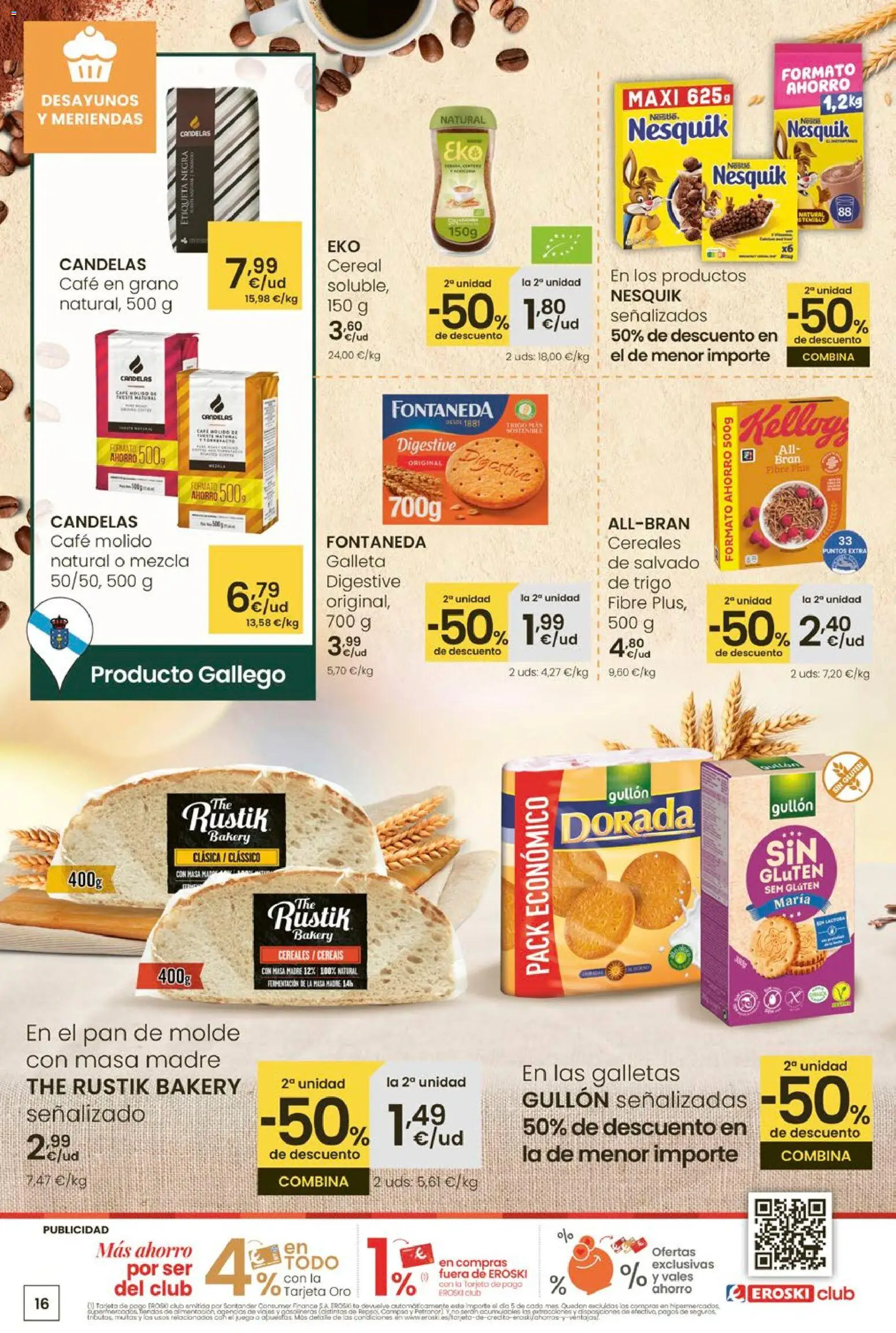 Eroski - Carnaval del ahorro │ válido desde el 12.02.2026 | Página: 16 | Productos: Pan, Café molido, Galletas, Café en grano