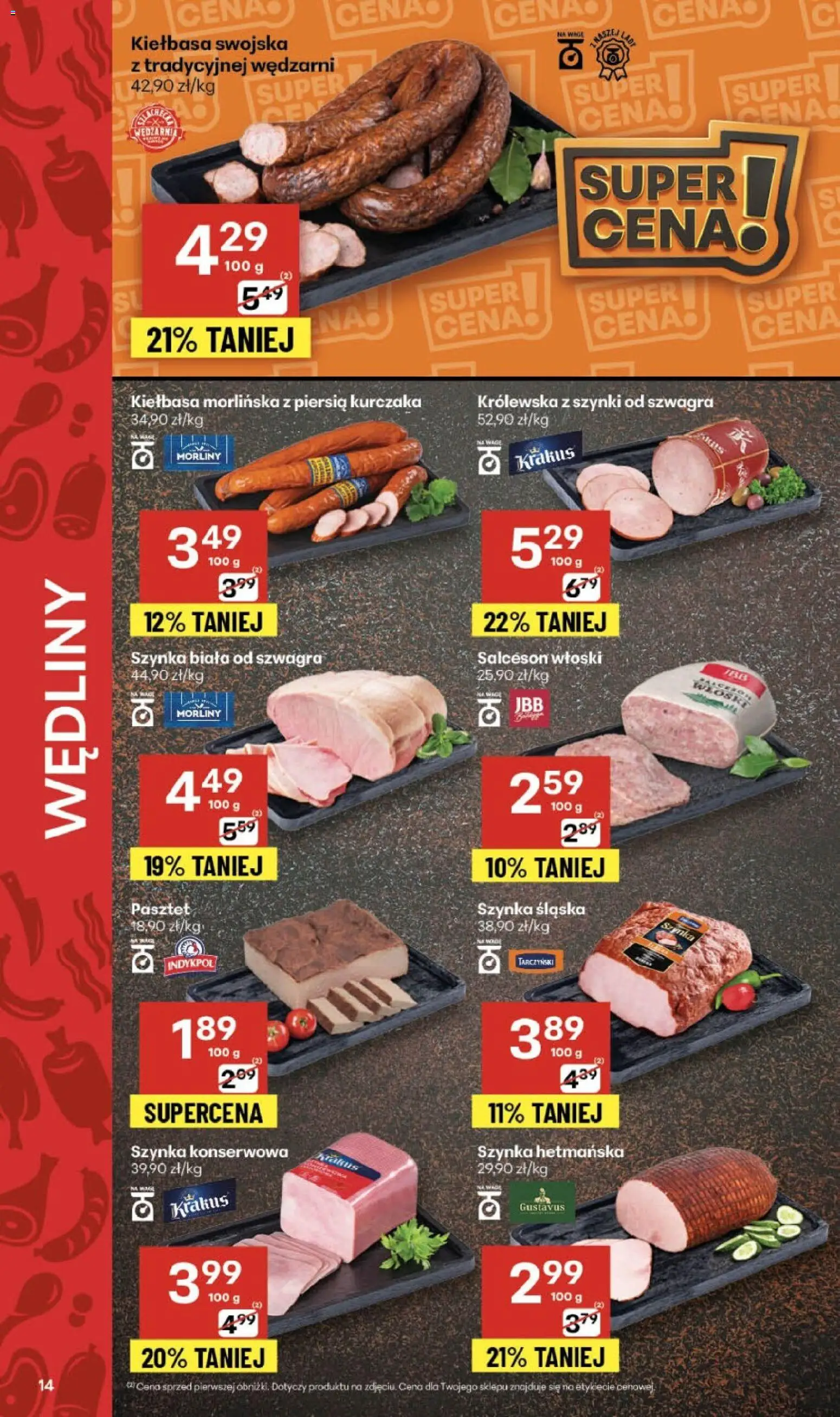 Delikatesy Centrum Black Friday od 20.11.2025 | Strona: 14 | Produkty: Kiełbasa, Szynka, Wędliny
