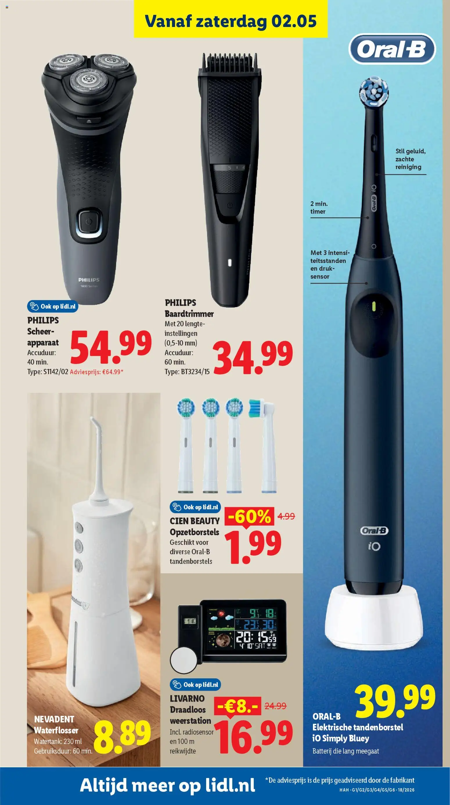 {H1} | Pagina: 40 | Producten: Trimmer, Weerstation, Elektrische tandenborstel, Batterij