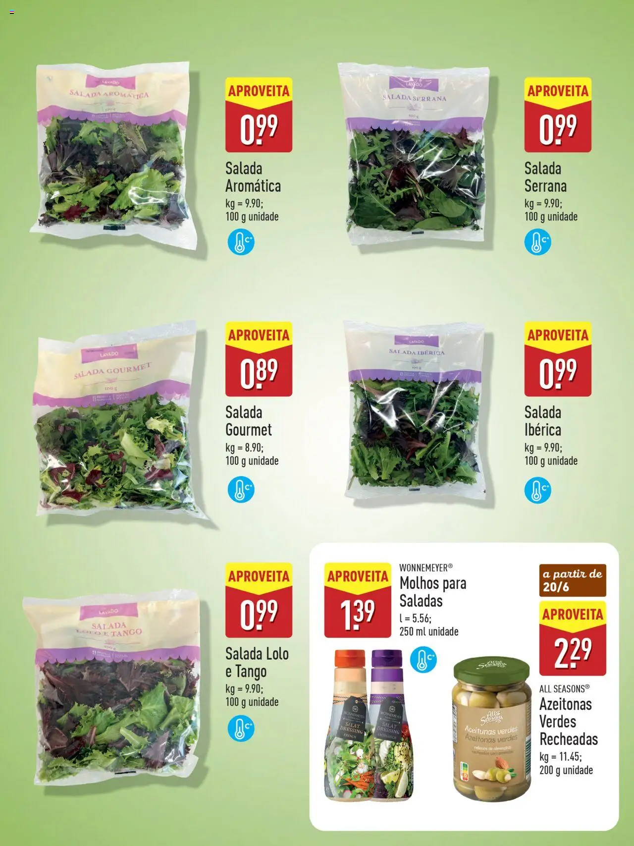 Aldi Especial Verão  │ válido de 09.06.2025 | Página: 21 | Produtos: Azeitonas, Saladas, Salada