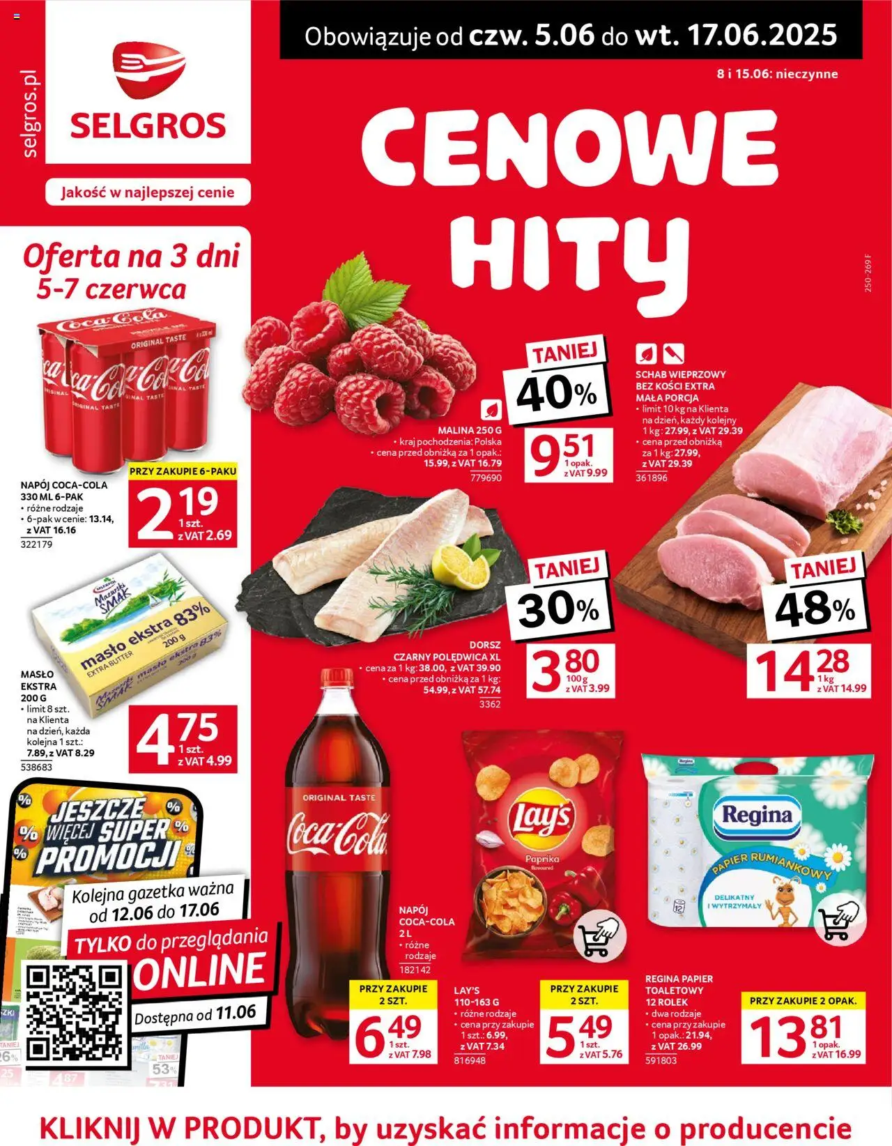 Selgros cash&carry Gazetka od 05.06.2025 | Strona: 1 | Produkty: Papier toaletowy, Schab wieprzowy bez kości, Dorsz, Masło