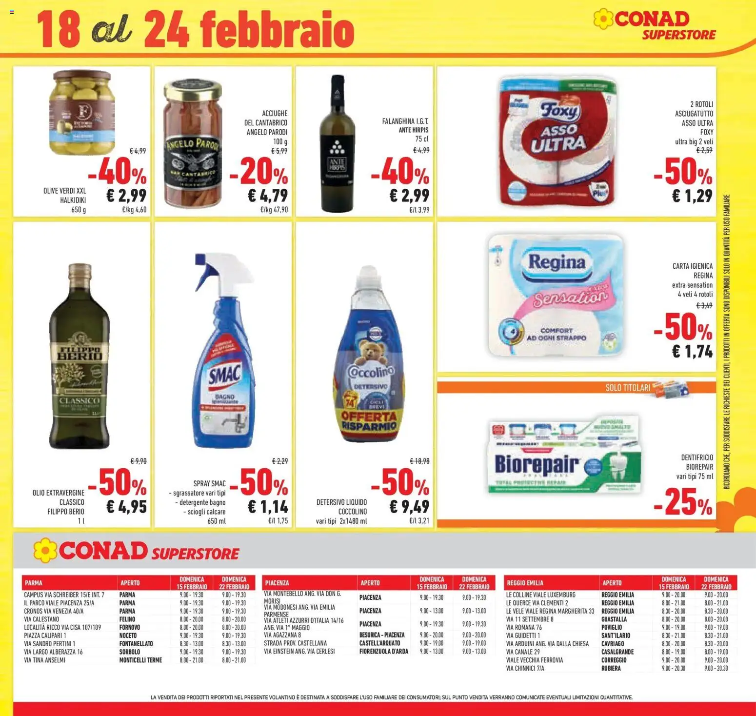 Volantino Conad del 11.02.2026 | Pagina: 47 | Prodotti: Carta igienica, Dentifricio, Olio, Bagno