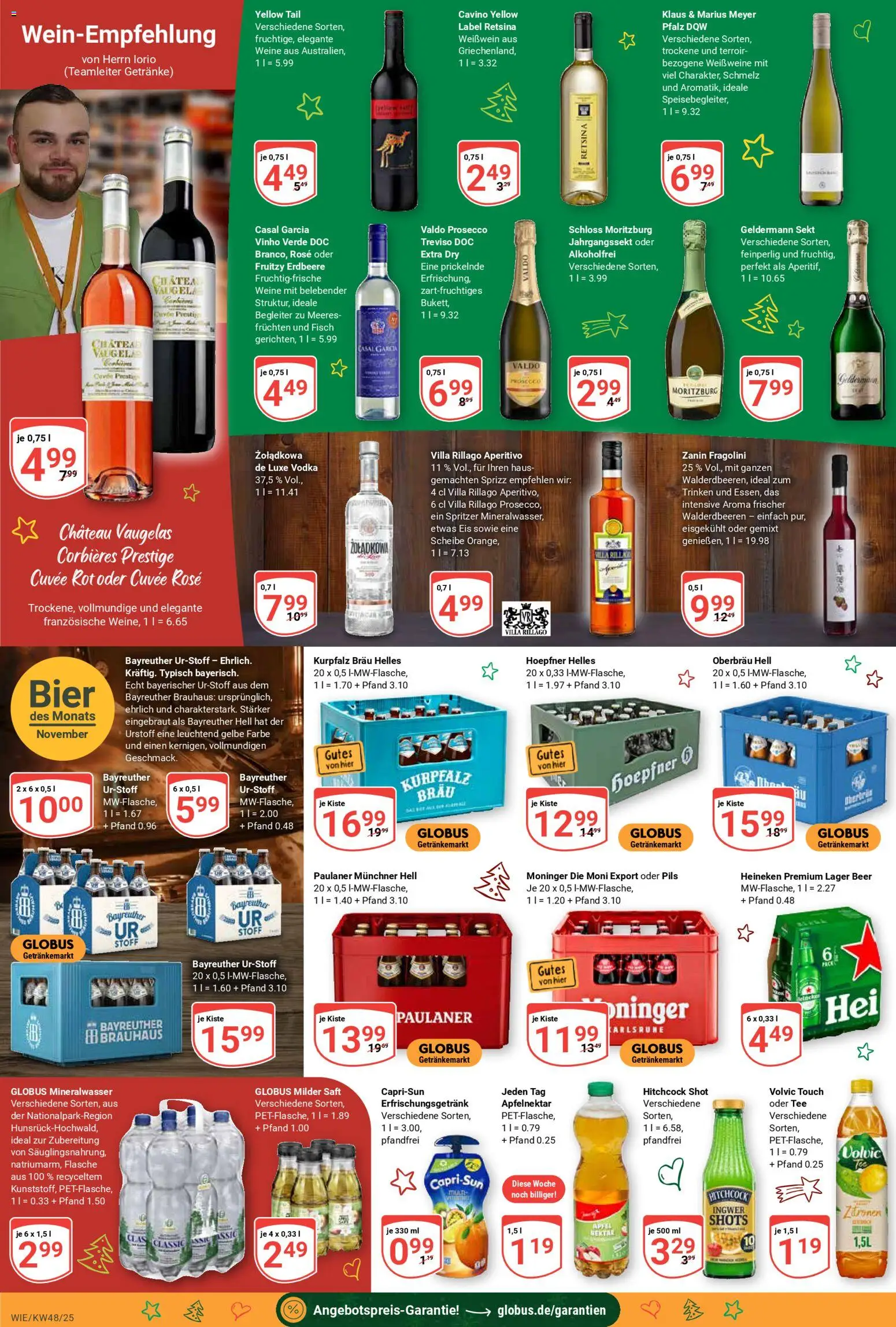 Globus prospekt Waghäusel-Wiesental	 – gültig ab 24.11.2025 | Seite: 15 | Produkte: Heineken, Saft, Paulaner, Zitronen
