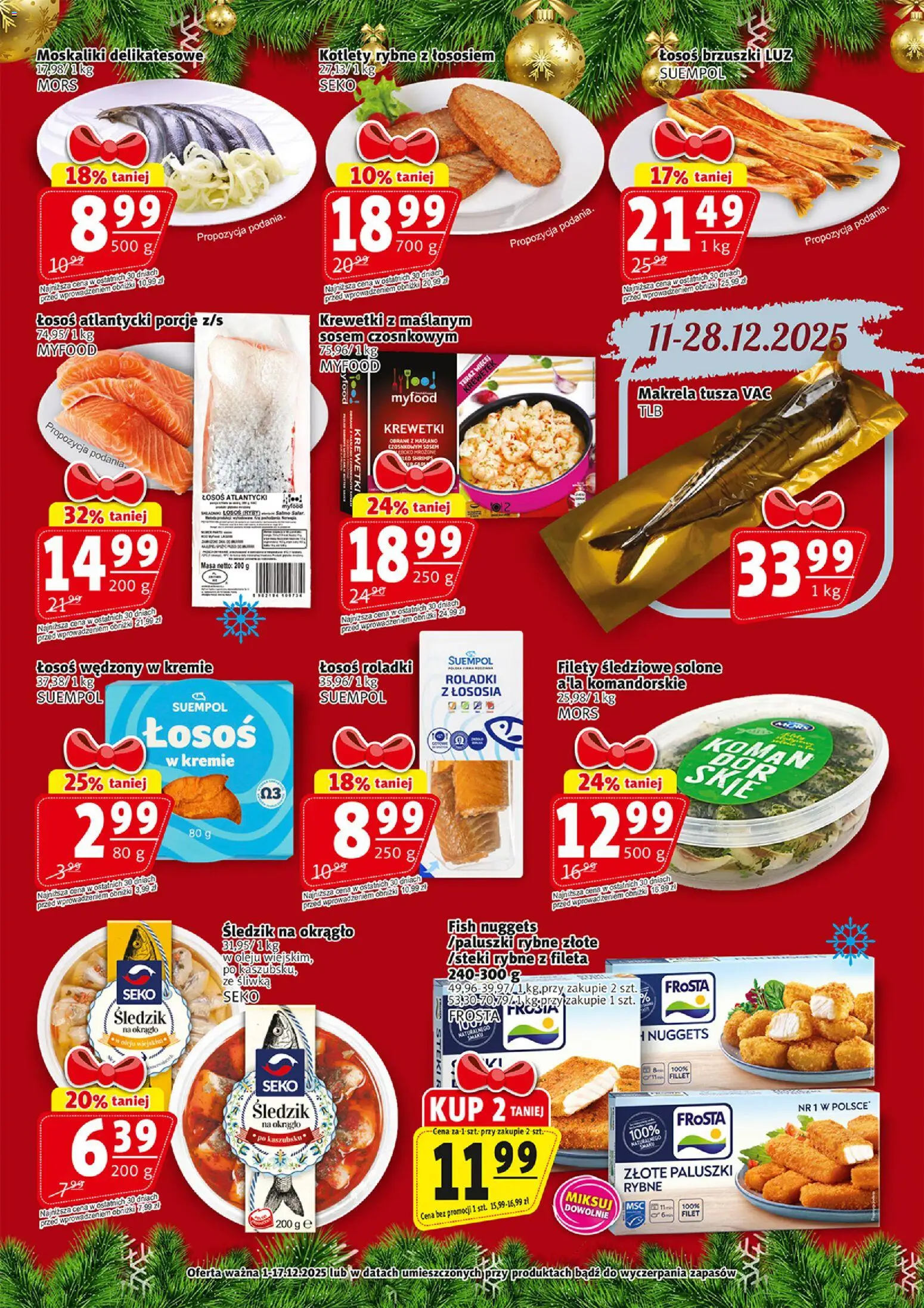 Prim Market Gazetka świąteczna od 01.12.2025 | Strona: 15 | Produkty: Łosoś atlantycki, Krewetki, Ryby, Kotlety