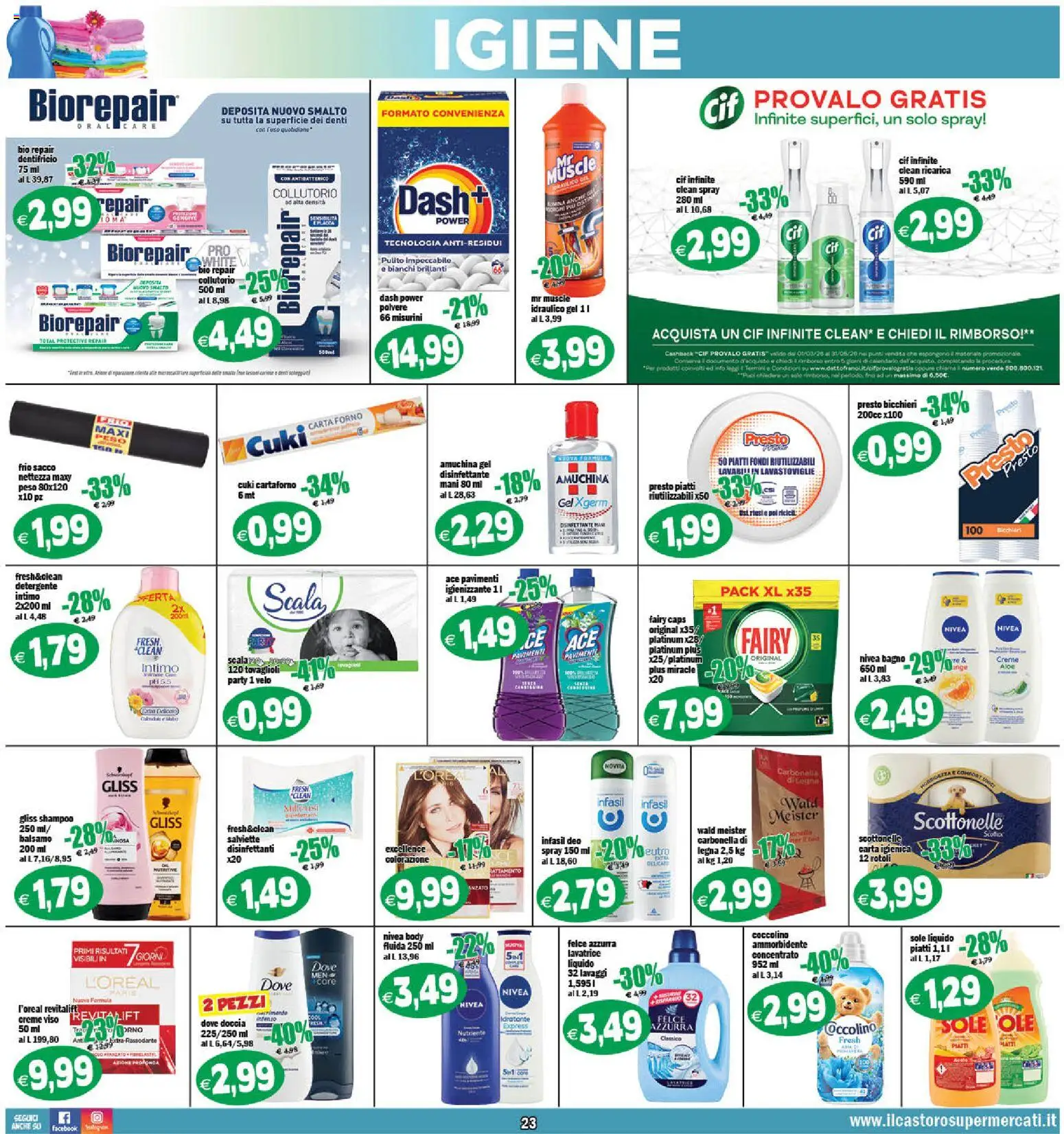 Volantino Il Castoro del 27.03.2026 | Pagina: 23 | Prodotti: Shampoo, Collutorio, Detergente, Forno