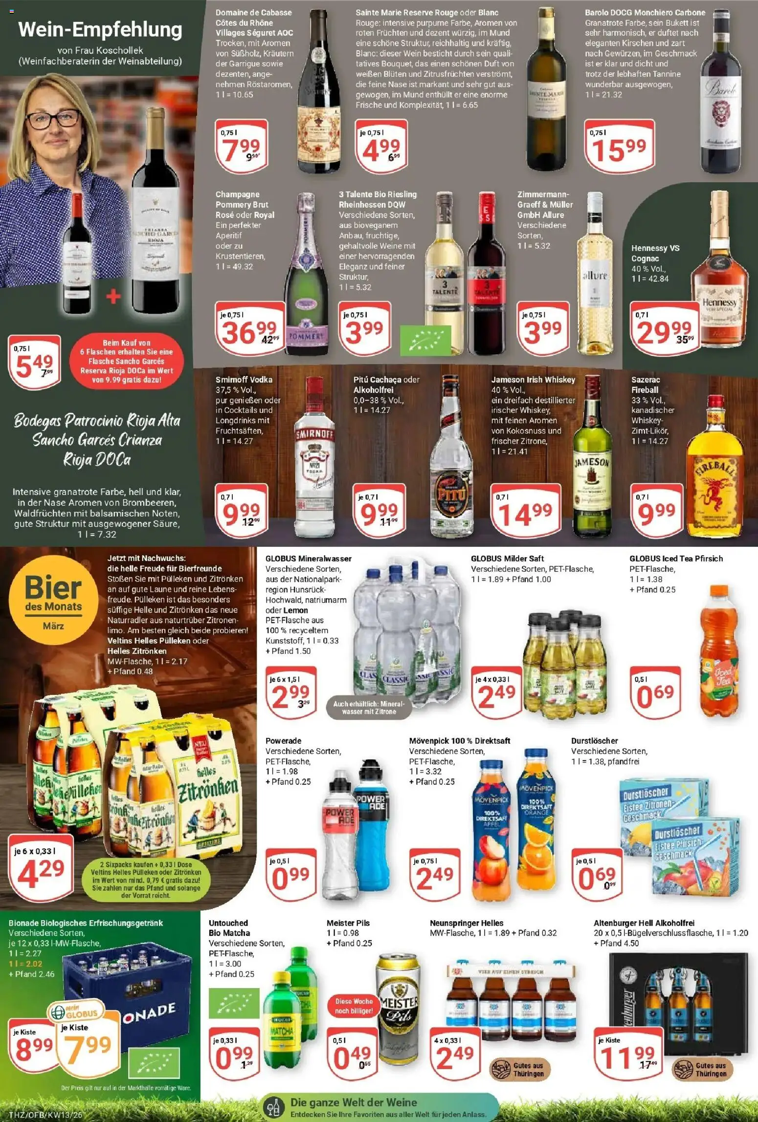 Globus prospekt Zeitz	 – gültig ab 23.03.2026 | Seite: 17 | Produkte: Durstloscher, Mineralwasser, Wein, Veltins