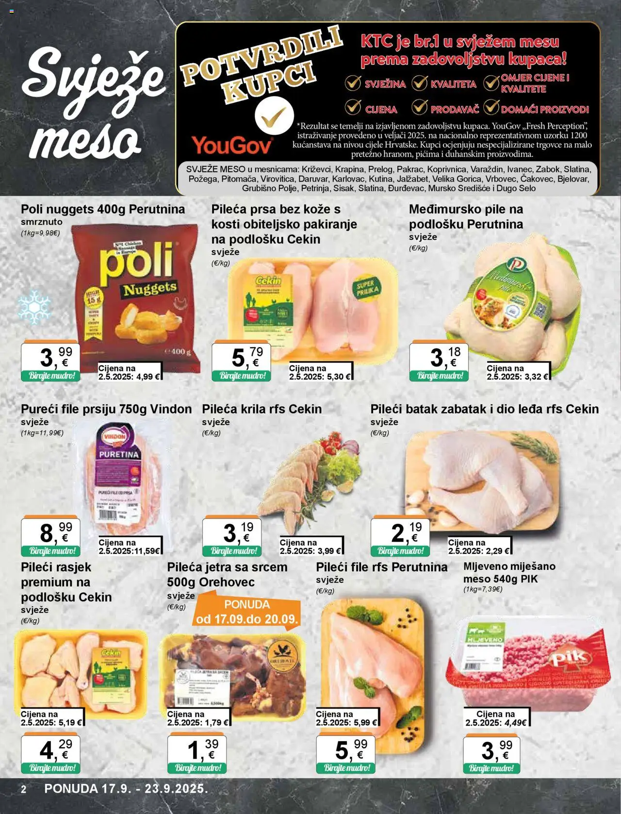 KTC katalog | vrijedi od 17.09.2025 | Stranica: 2 | Proizvodi: Pileća krila, Pileći file, Meso, Pileća prsa