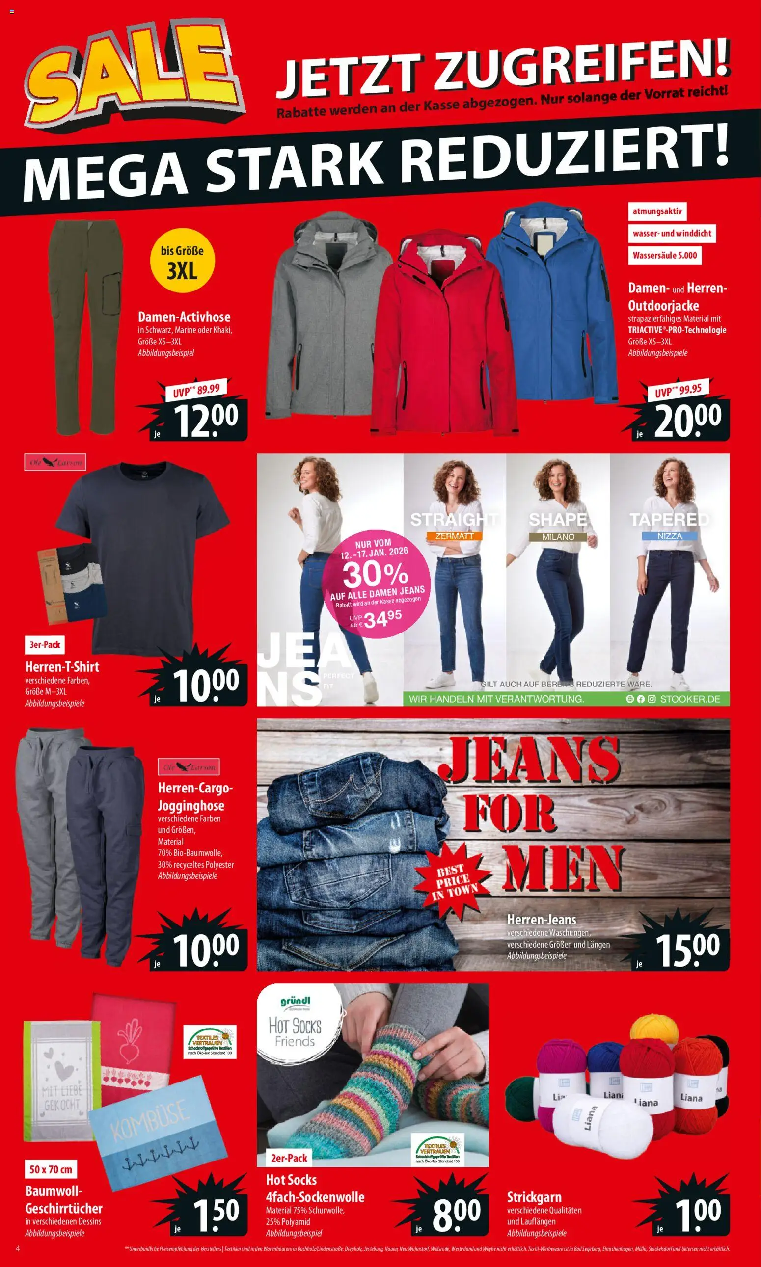 Famila Sale – gültig ab 12.01.2026 | Seite: 4 | Produkte: Jogginghose, Bad, Wasser, Jeans