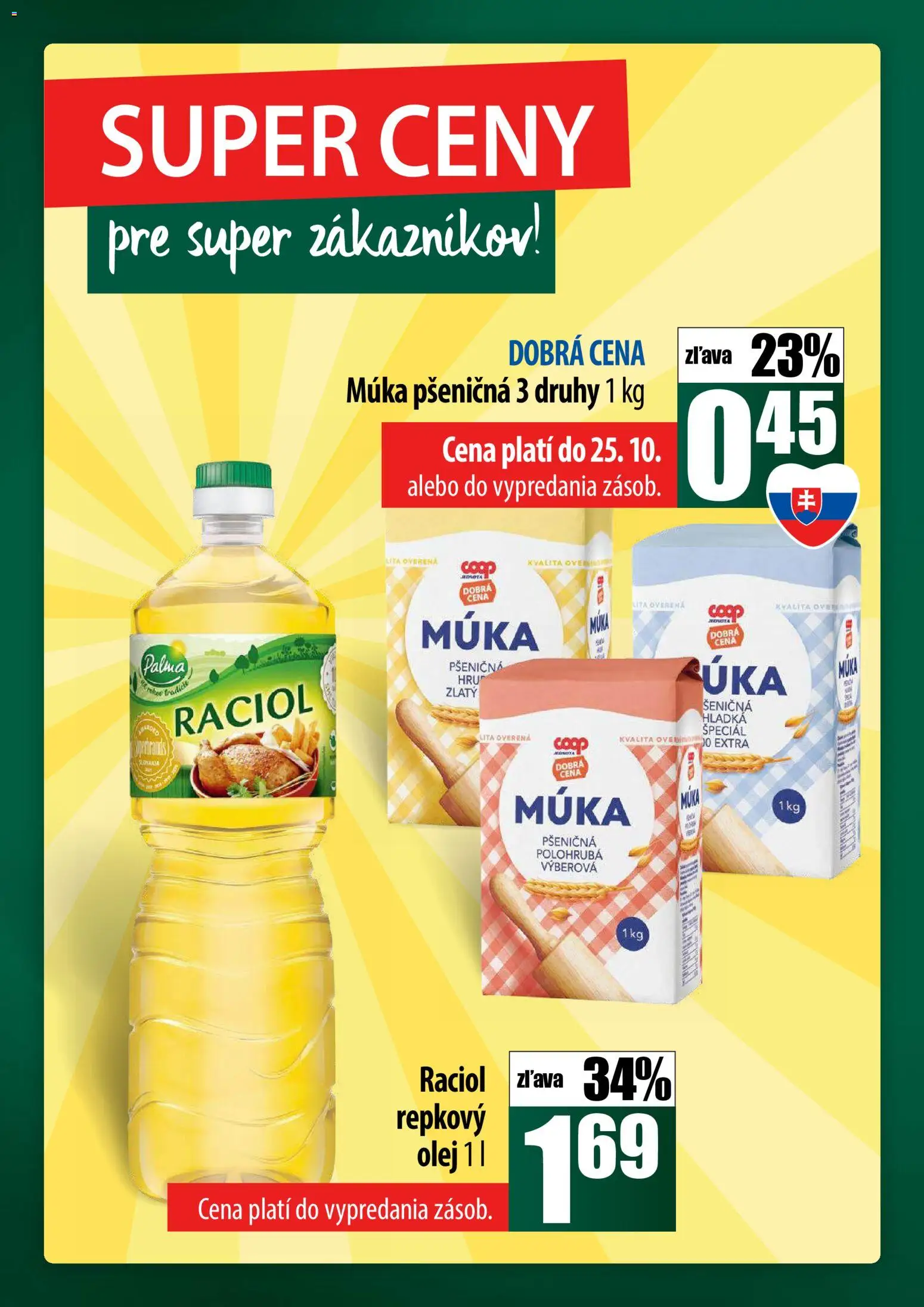 Nové COOP Jednota akcie – leták je platný od 23.10.2025 | Strana: 36 | Produkty: Olej, Pšeničná múka, Repkový olej, Múka