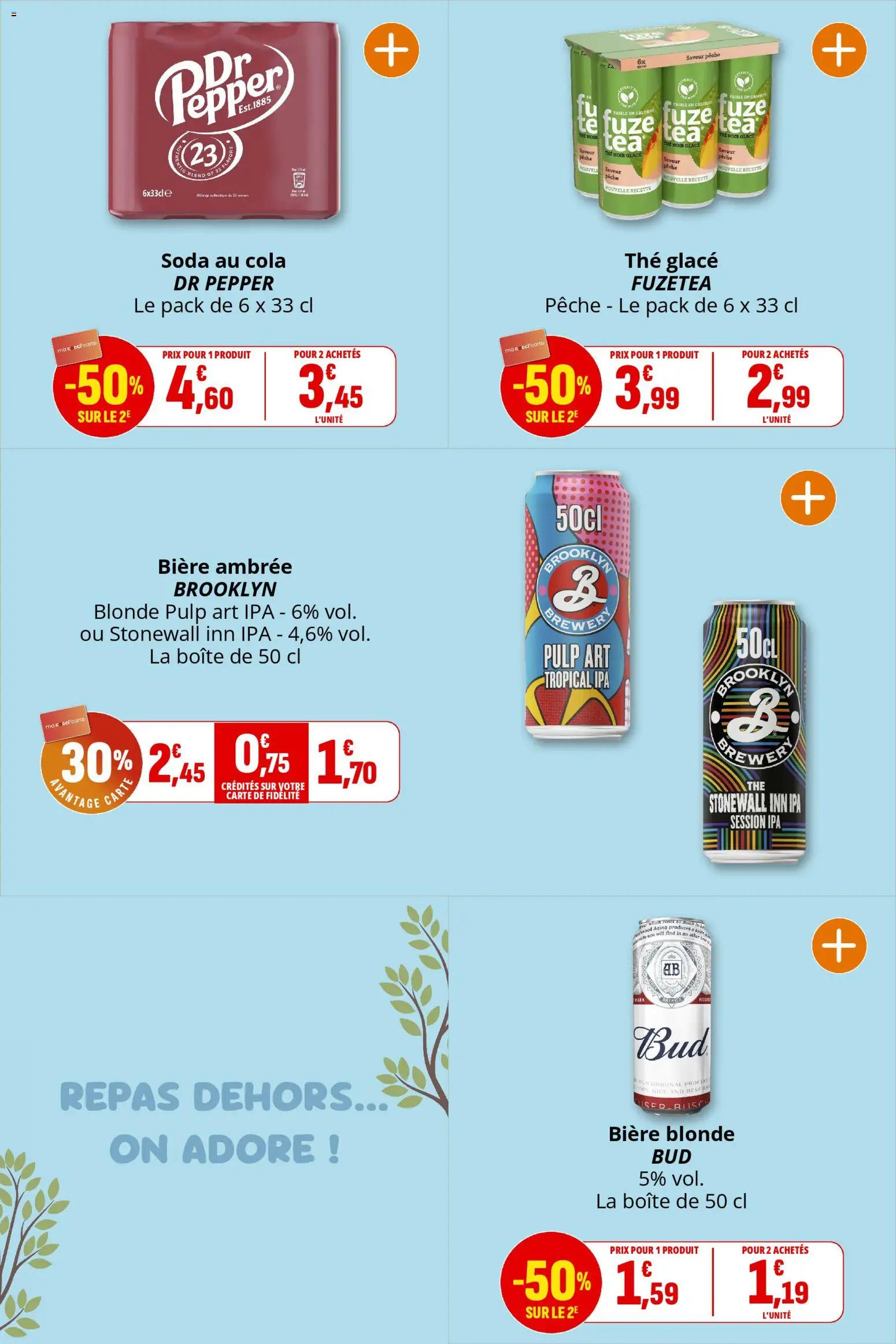 {H1} | Page: 16 | Produits: Bière blonde, Thé glacé, Bière, Thé