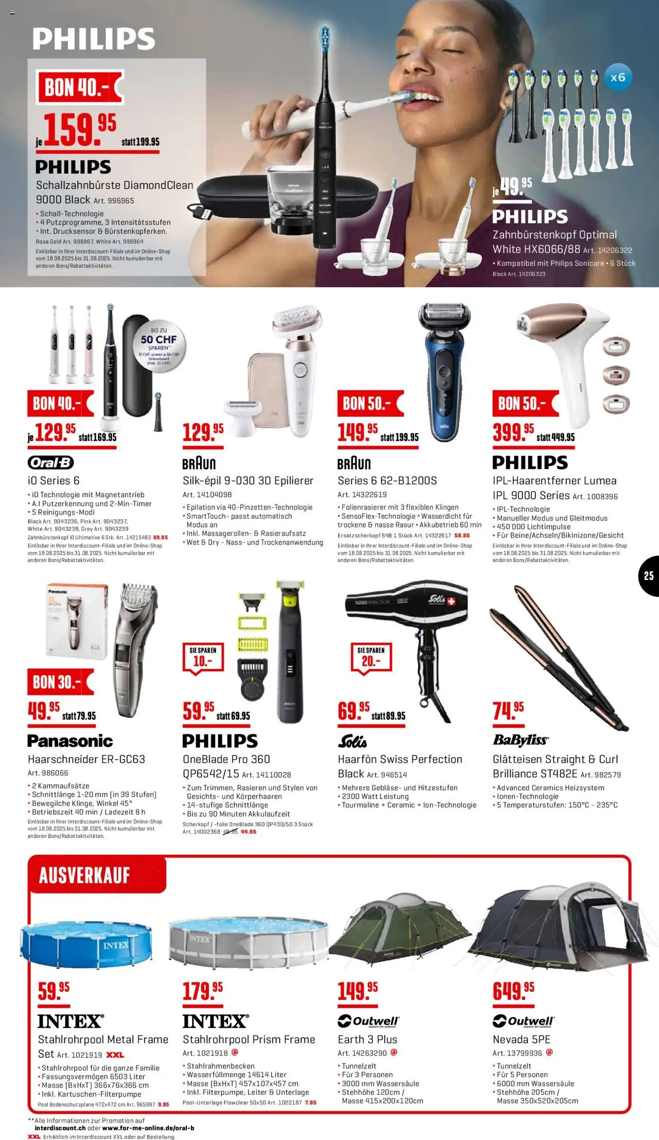 Interdiscount Aktionen ab 18.08.2025 | Seite: 25 | Produkte: Glätteisen, Philips, Panasonic, Epilierer