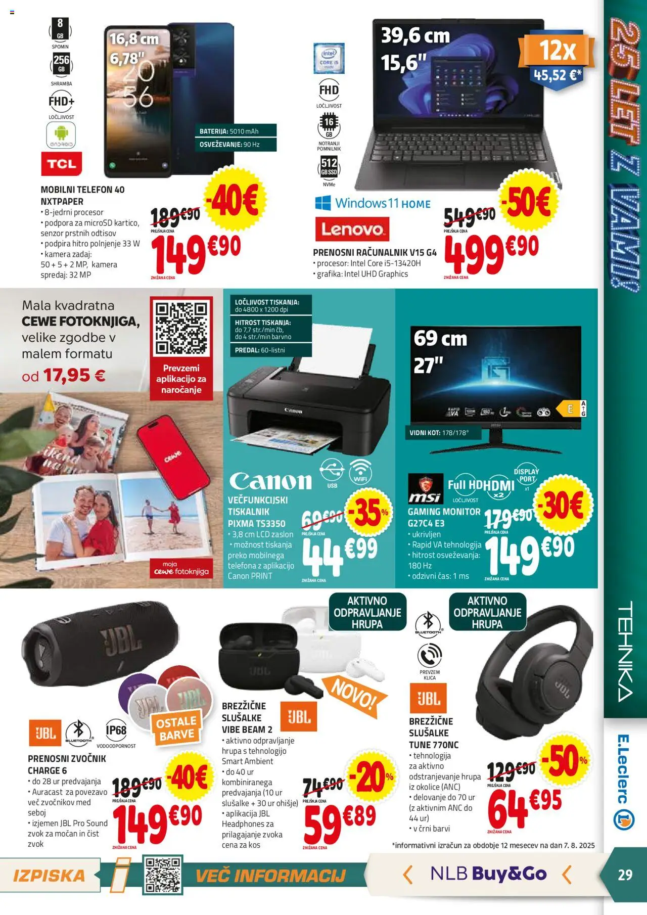 E.leclerc katalog │ velja od 20.08.2025 | Stran: 29 | Izdelki: Telefon, Baterija, Racunalnik, Kamera