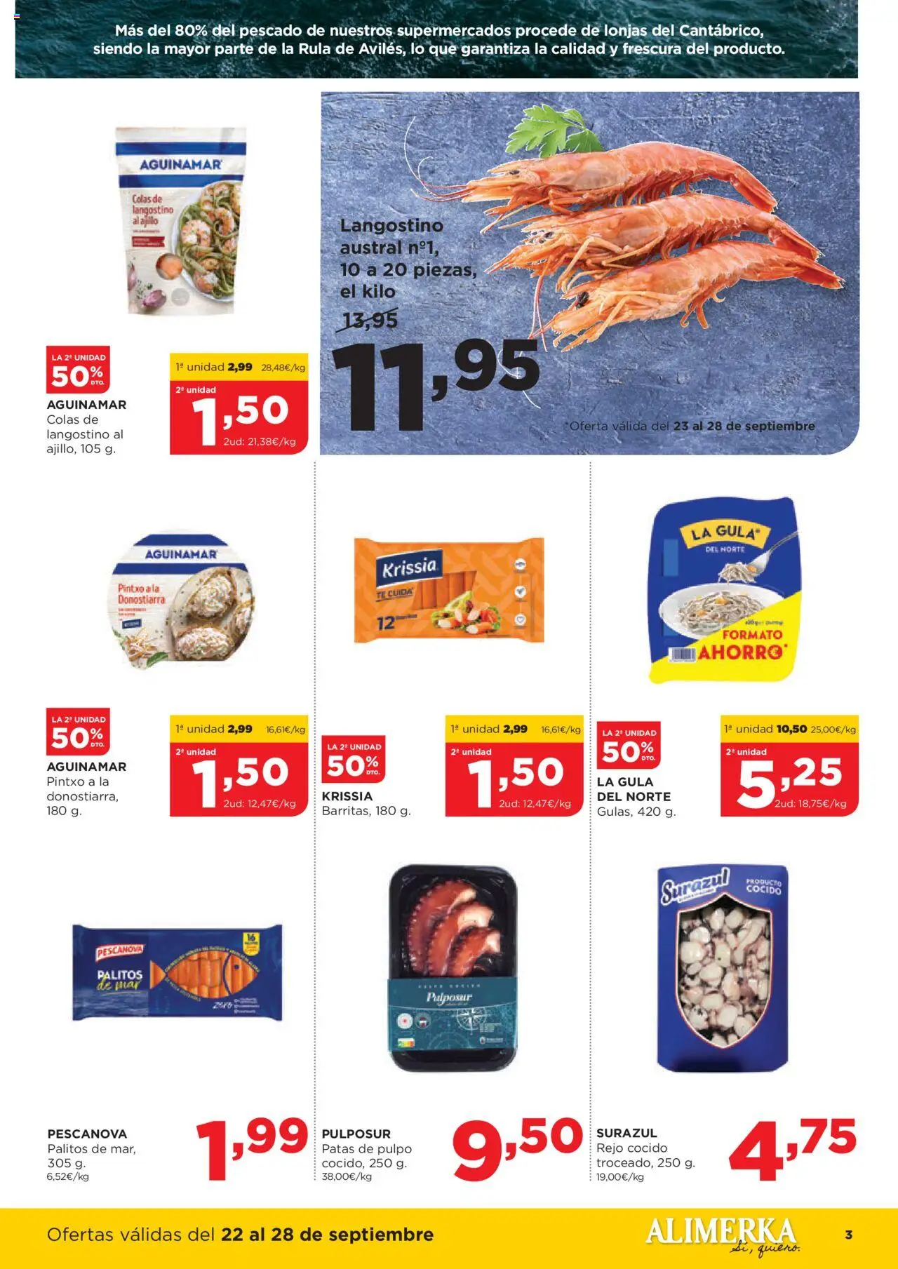 Alimerka folleto Asturias │ válido desde el 22.09.2025 | Página: 3 | Productos: Pescado, Té, Langostino