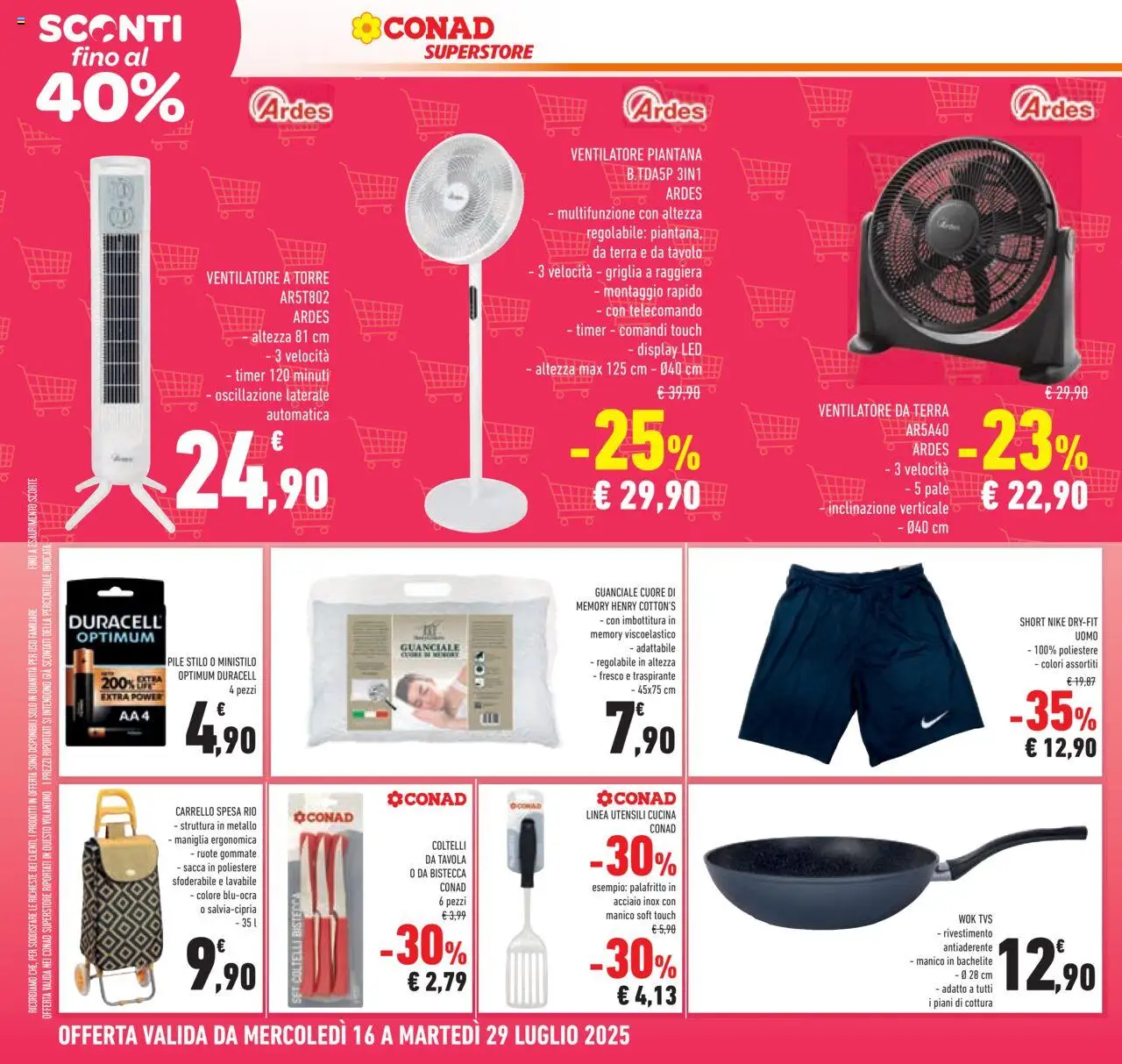 Volantino Conad del 16.07.2025 | Pagina: 28 | Prodotti: Pile, Fan, Trolley, Tavolo