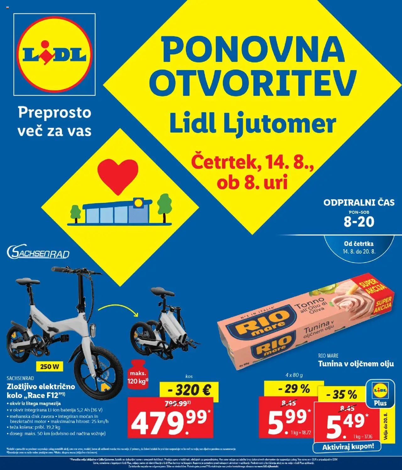 Lidl katalog ponovna otvotitev │ velja od 14.08.2025 | Stran: 1 | Izdelki: Baterija, Disk, Teza, Okvir