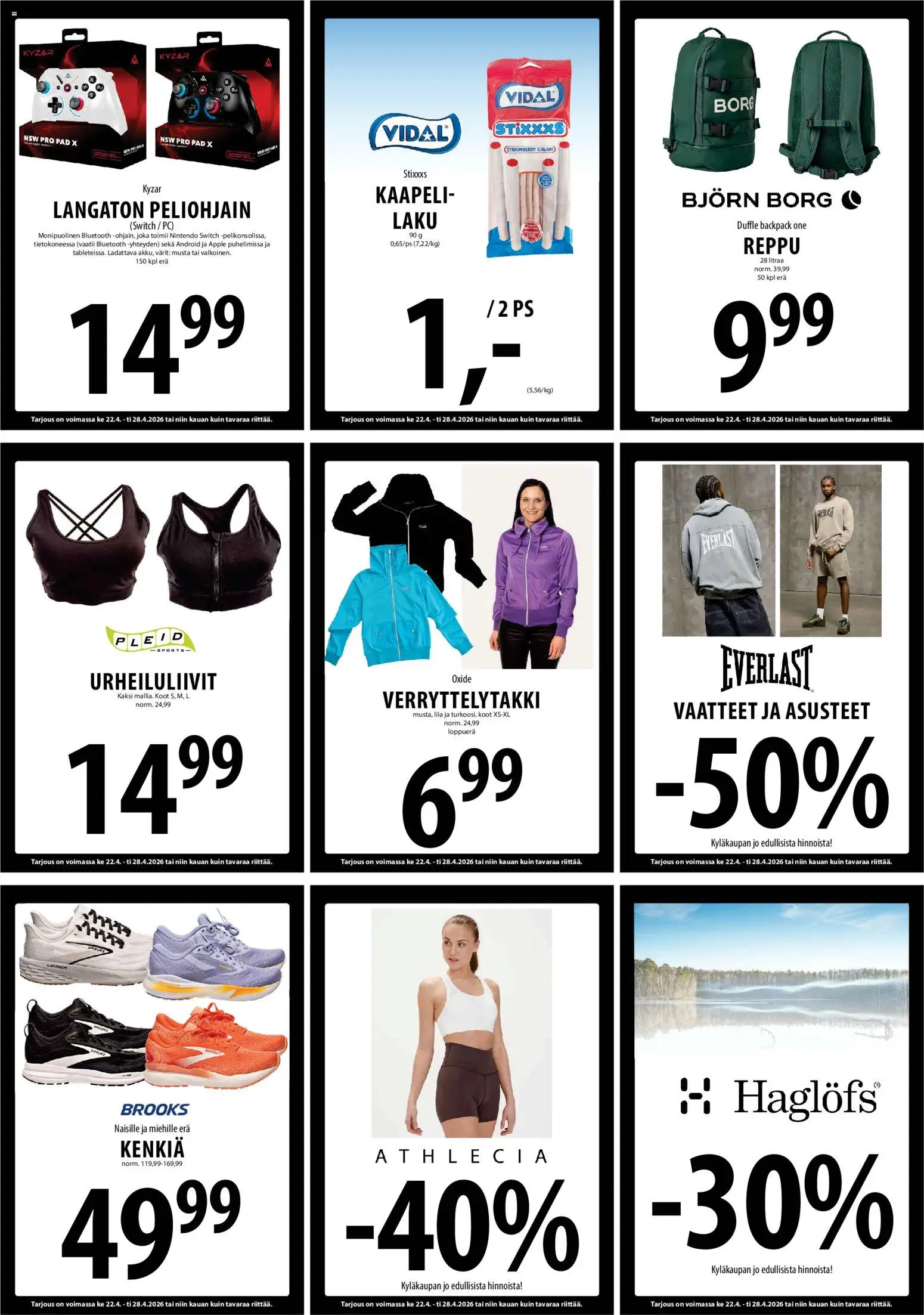 Tuuri tarjoukset – voimassa 22.04.2026 alkaen | Sivu: 22 | Tuotteet: Urheiluliivit, Vaatteet, Reppu, PC