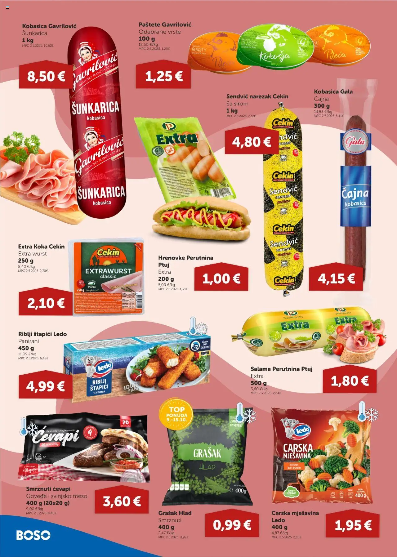 Boso katalog | vrijedi od 09.10.2025 | Stranica: 4 | Proizvodi: Hrenovke, Narezak, Ledo, Grašak