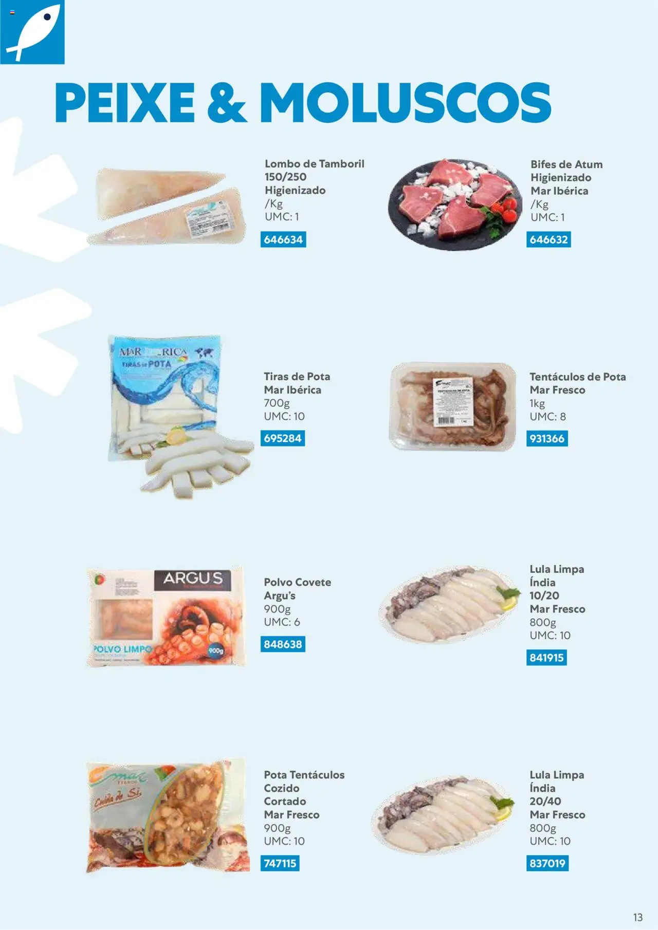 Recheio Congelados │ válido de 01.02.2024 | Página: 13 | Produtos: Polvo, Lombo, Tamboril, Peixe