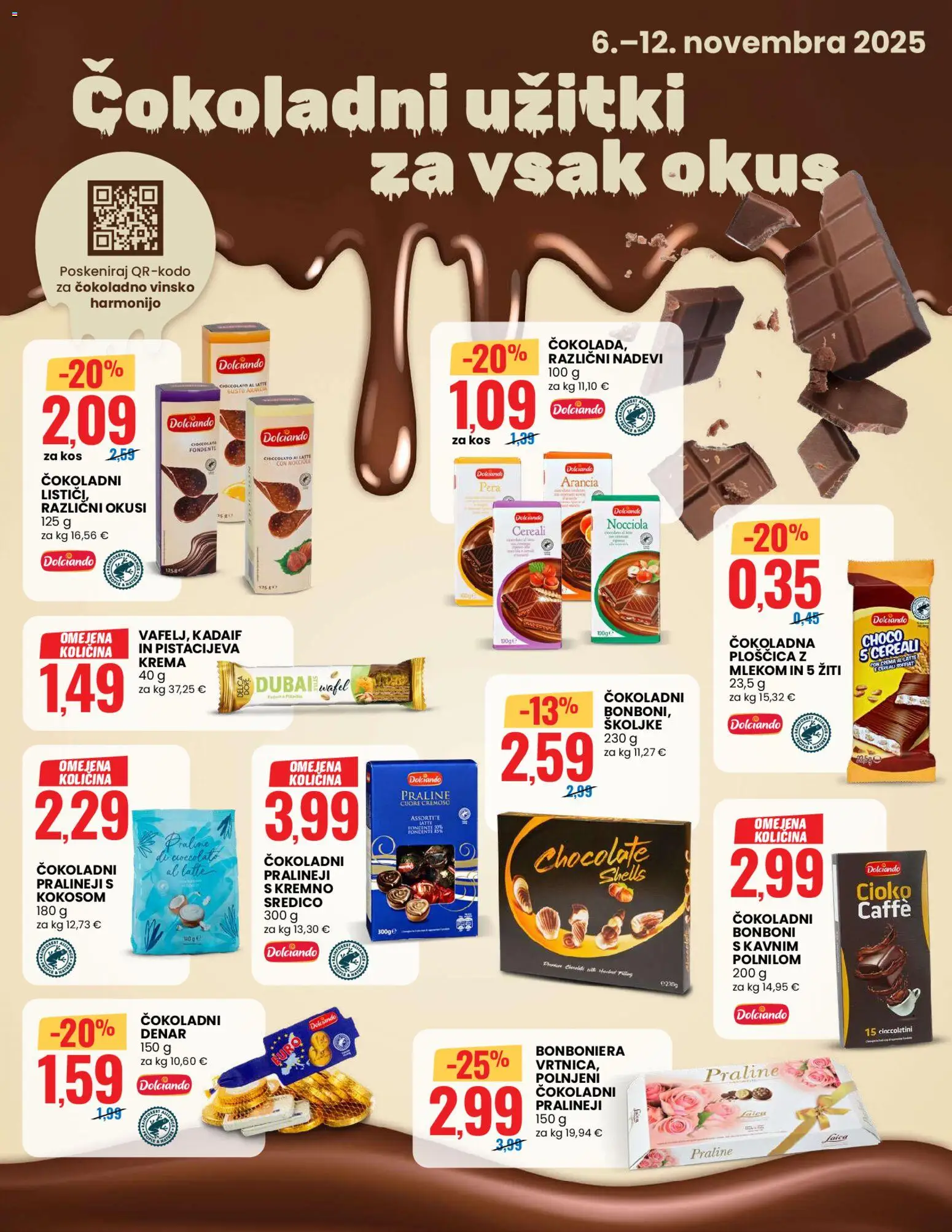 Novi Eurospin katalog ponudbe – veljaven od 06.11.2025 | Stran: 9 | Izdelki: Školjke, Bonboni, Krema, Bonboniera