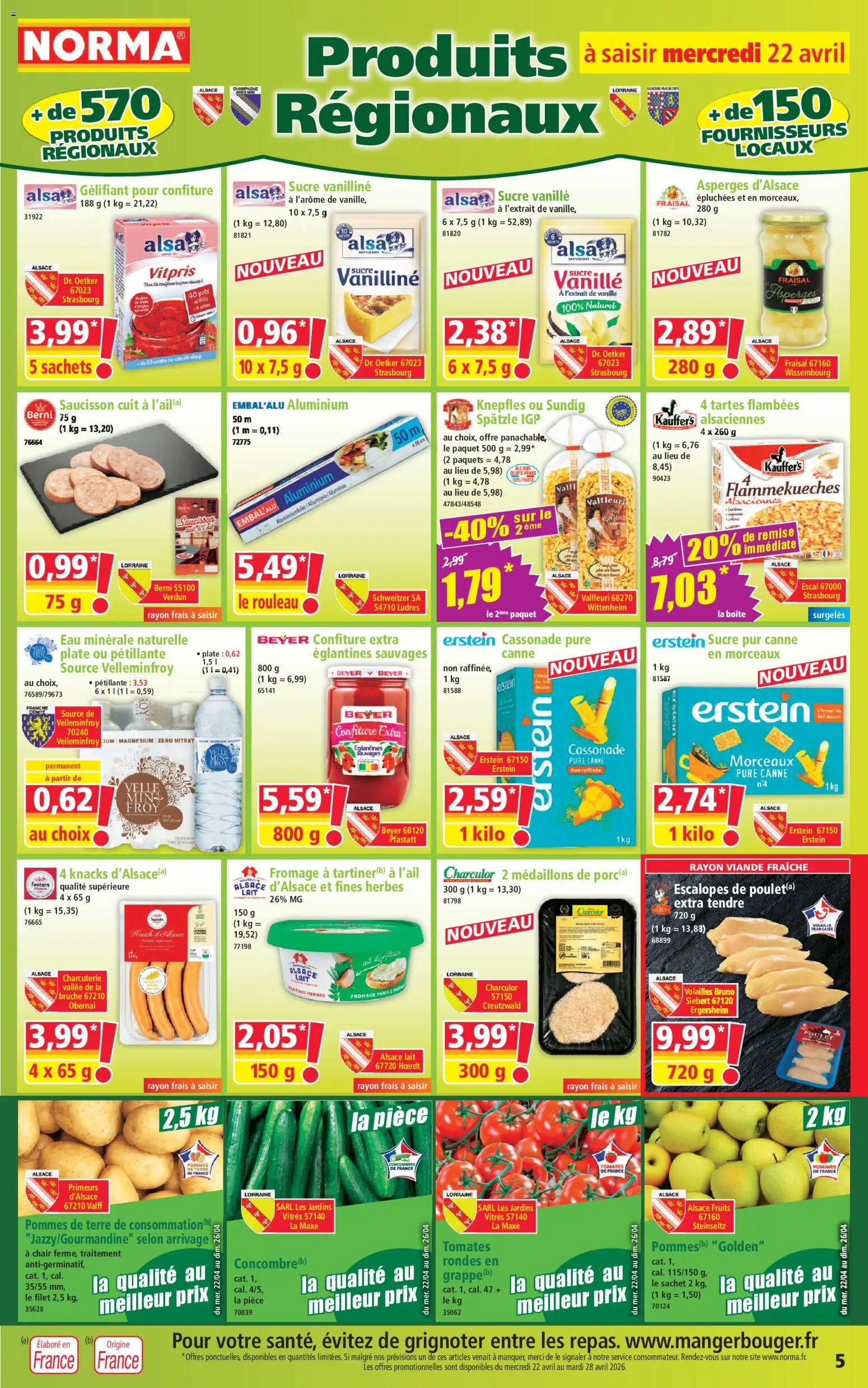 {H1} | Page: 5 | Produits: Eau minérale, Saucisson, Eau minérale naturelle, Fromage