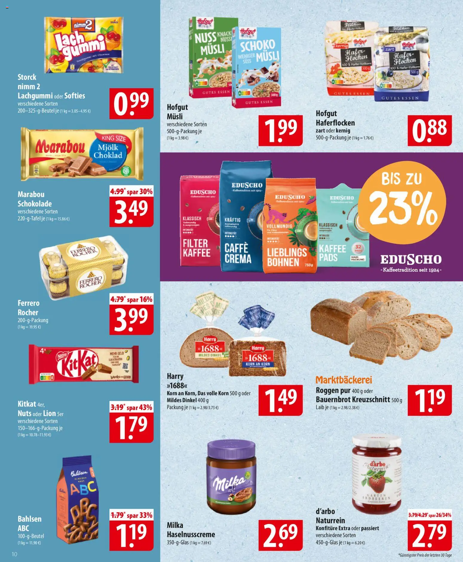 Famila Prospekt 	 – gültig ab 10.11.2025 | Seite: 10 | Produkte: Kaffee, Schokolade, Flocken, Eduscho