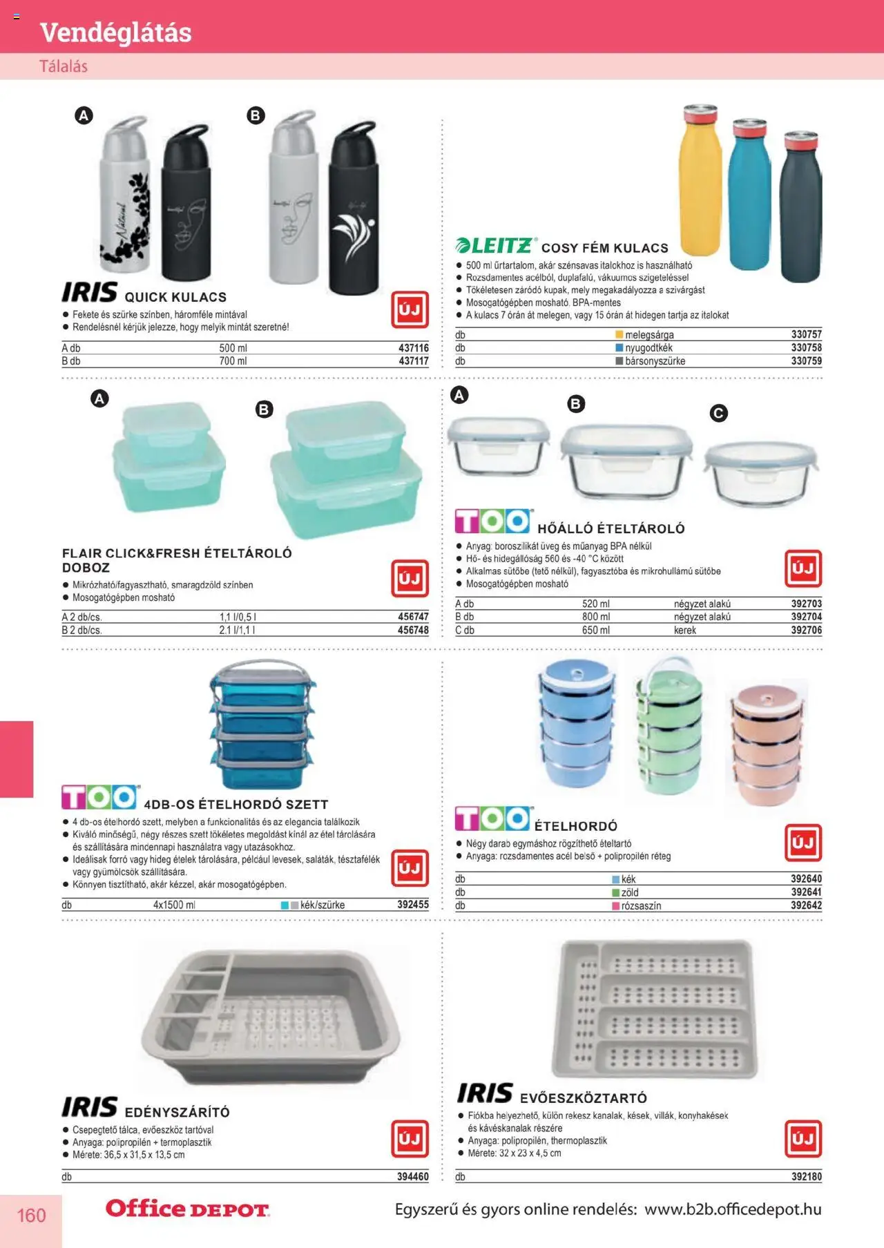 Office Depot akciós ujság - amely érvényes a következő dátumtól: 10.04.2025 | Oldal: 160 | Termékek: Evőeszköztartó, Kulacs, Doboz, Ételhordó