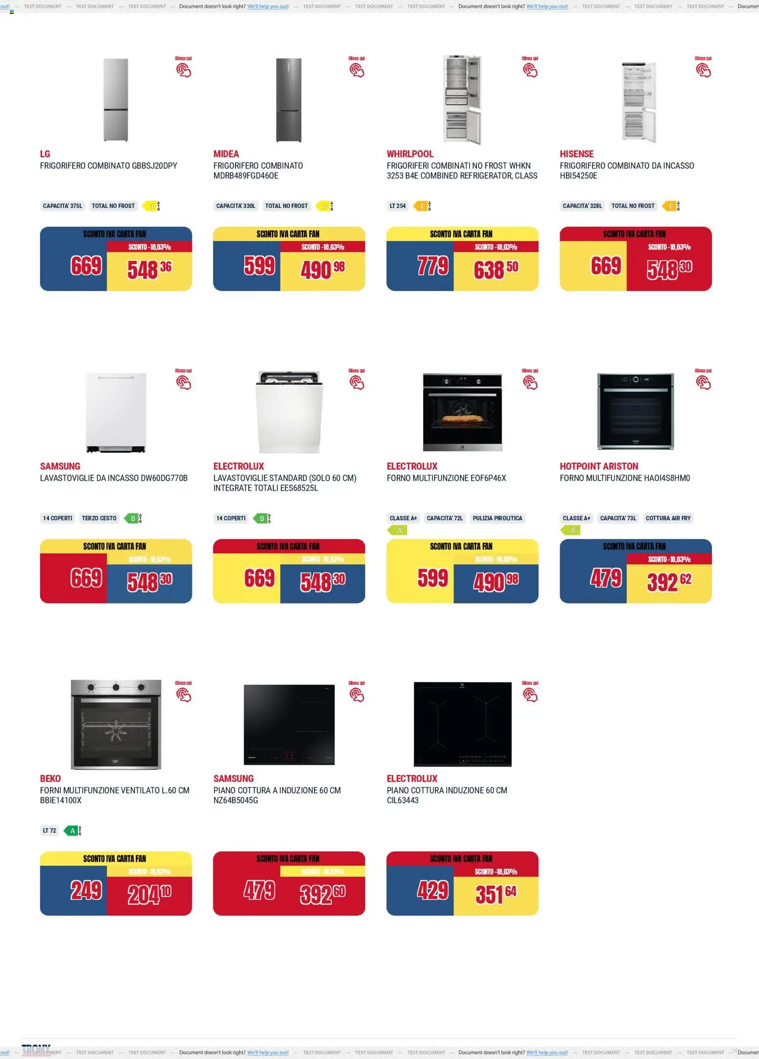 Volantino Trony del 02.04.2026 | Pagina: 14 | Prodotti: Lavastoviglie da incasso, Frigorifero, Fan, Samsung