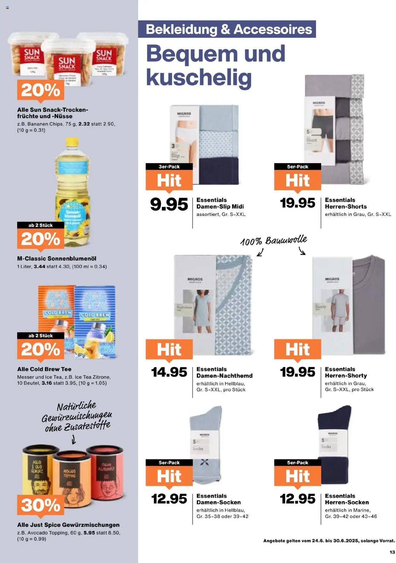 Migros Aktionen ab 24.06.2025 | Seite: 13 | Produkte: Slip, Avocado, Bananen, Tee