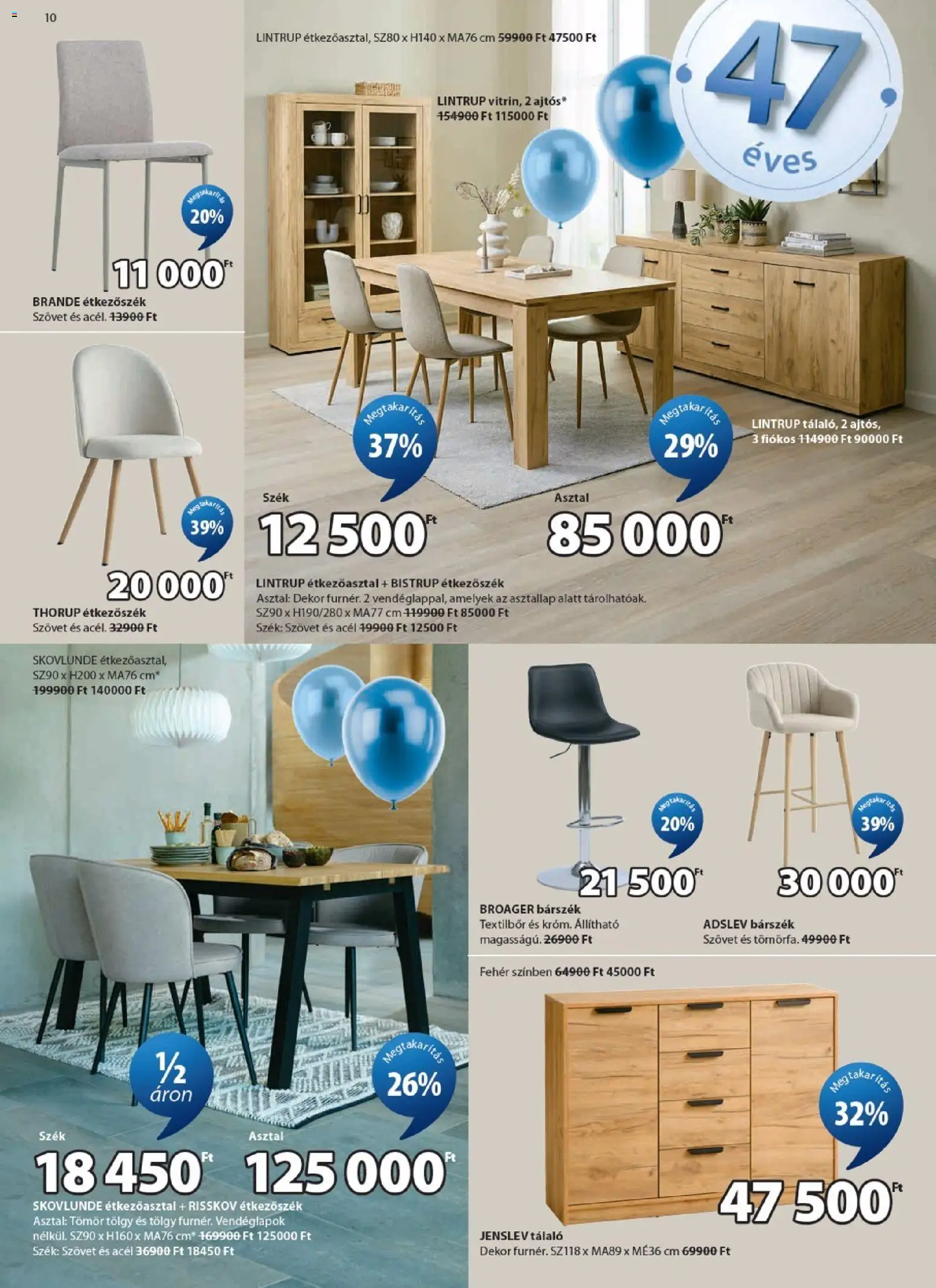 JYSK akciós ujság - amely érvényes a következő dátumtól: 08.04.2026 | Oldal: 10 | Termékek: Étkezőasztal, Asztal, Szék, Barszek