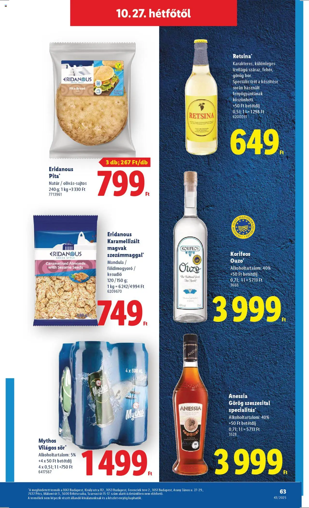 Lidl akciós ujság - amely érvényes a következő dátumtól: 22.10.2025 | Oldal: 63 | Termékek: Kesudió, Mandula, Pita, Földimogyoró