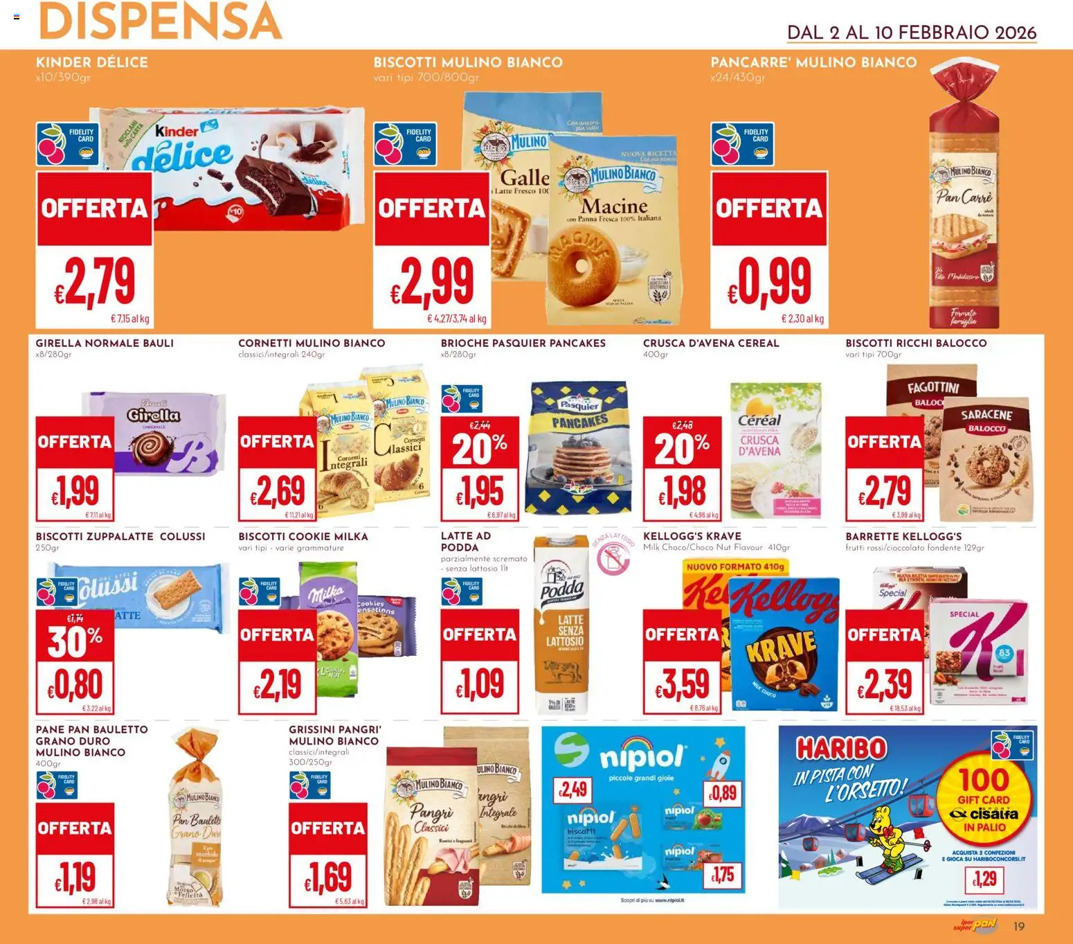 Volantino Pan del 02.02.2026 | Pagina: 19 | Prodotti: Pane, Biscotti, Latte, Grissini