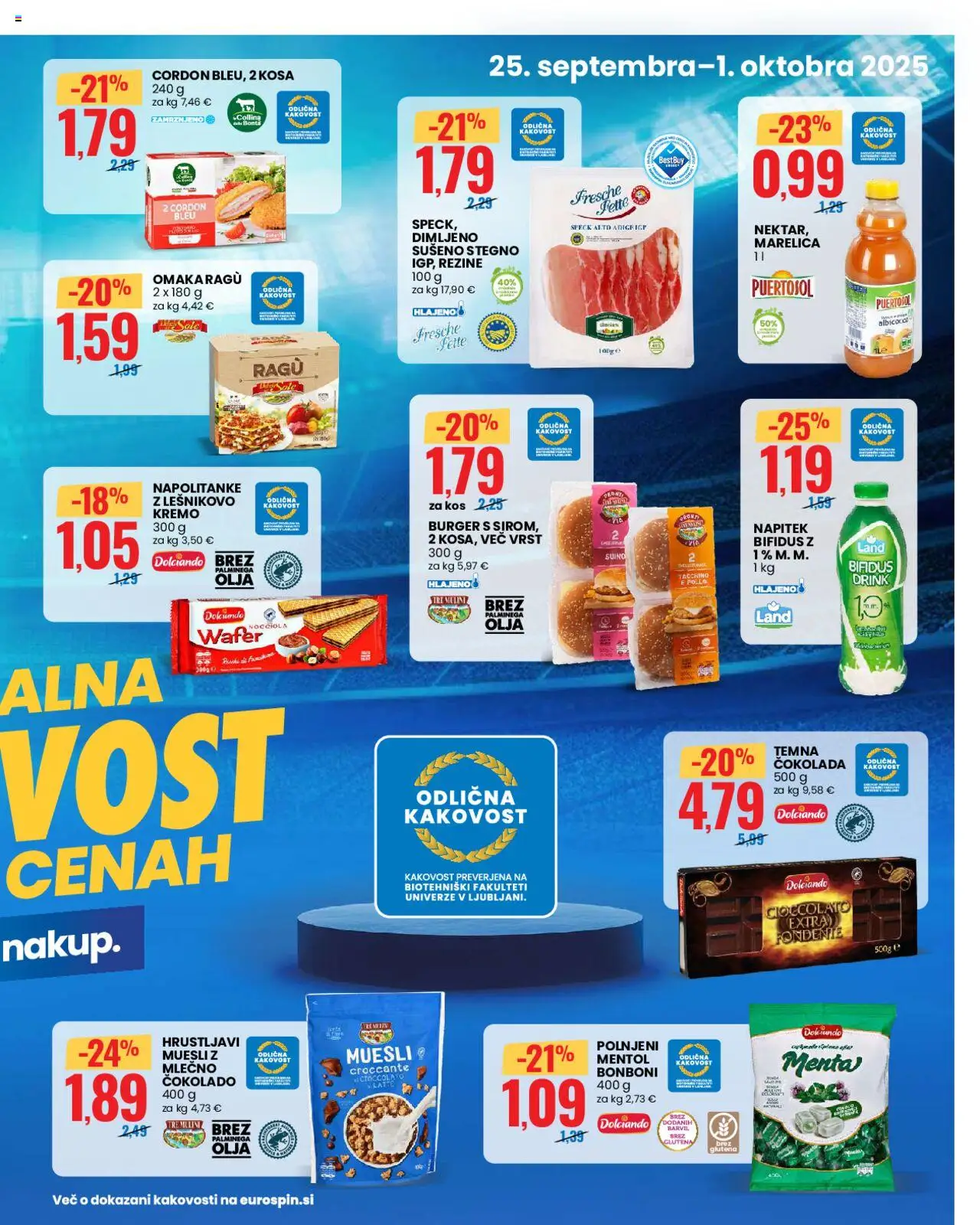 Novi Eurospin katalog ponudbe – veljaven od 25.09.2025 | Stran: 3 | Izdelki: Bonboni, Muesli, Kos, Cokolada
