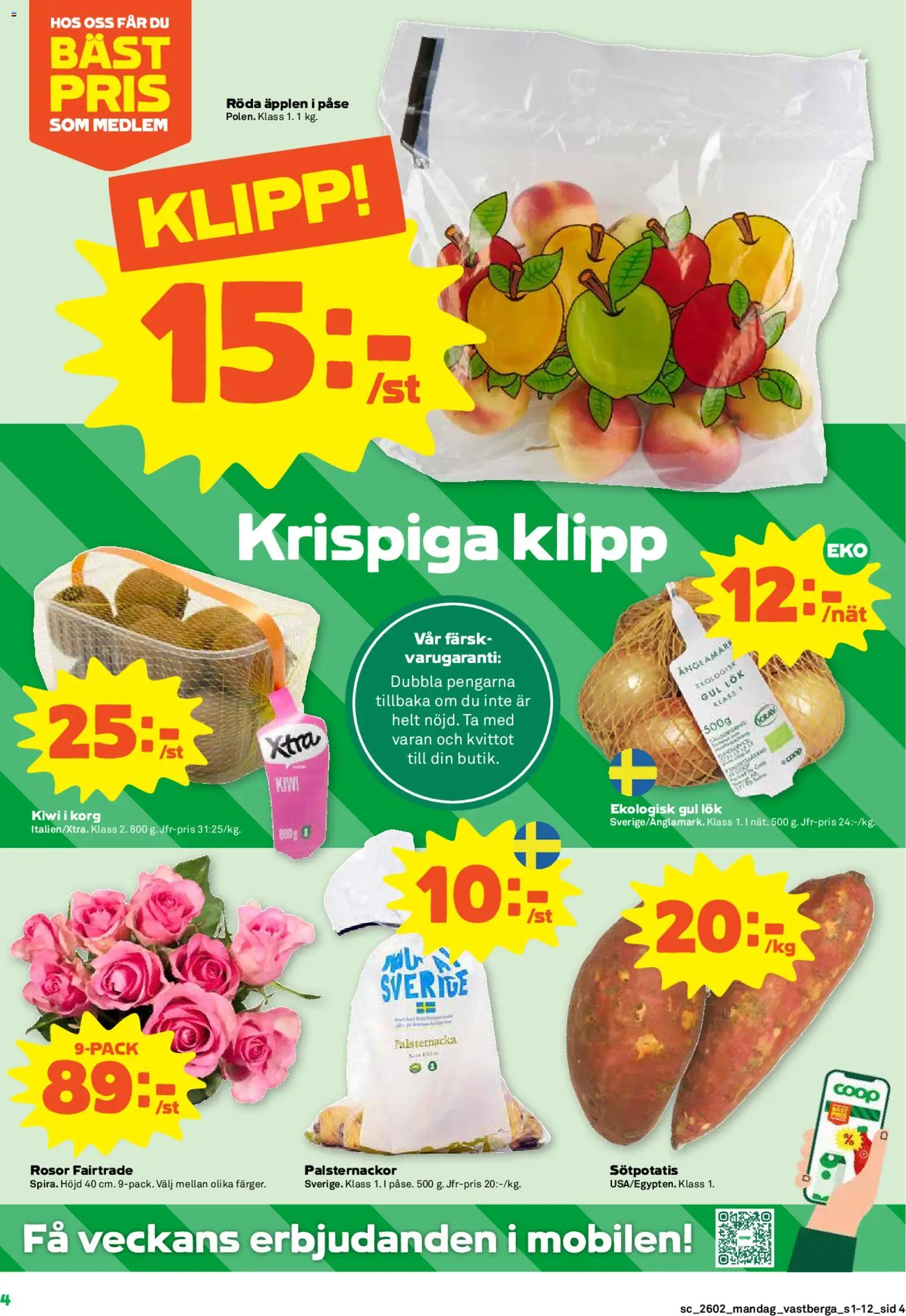 Coop Forum reklamblad aktuell från 05.01.2026 | Sida: 4 | Produkter: Korg, Gul lök, Sötpotatis, Kiwi