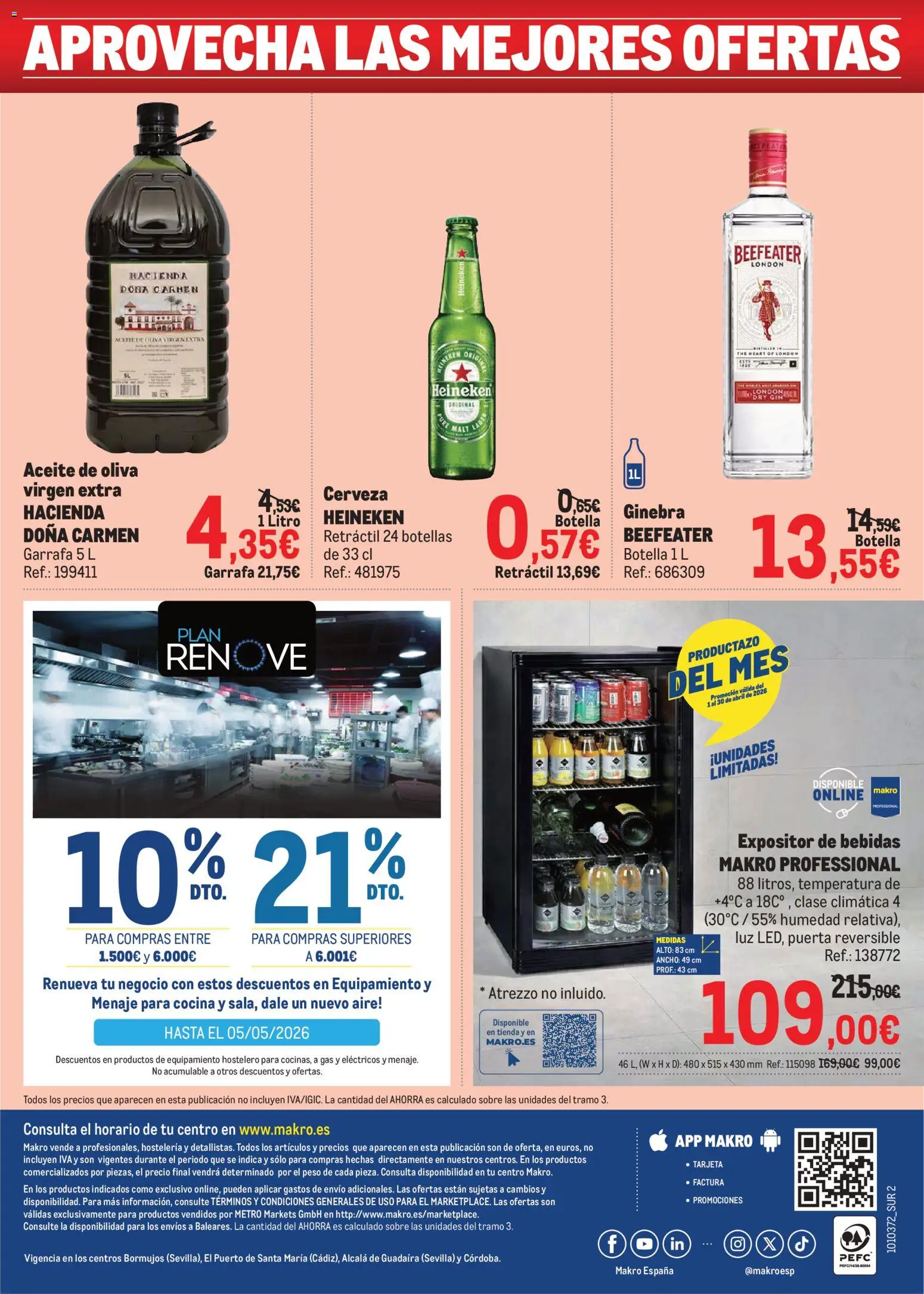 Makro Precios Sur II │ válido desde el 06.04.2026 | Página: 8 | Productos: Cerveza, Aceite de oliva virgen extra, Cocina, Peso