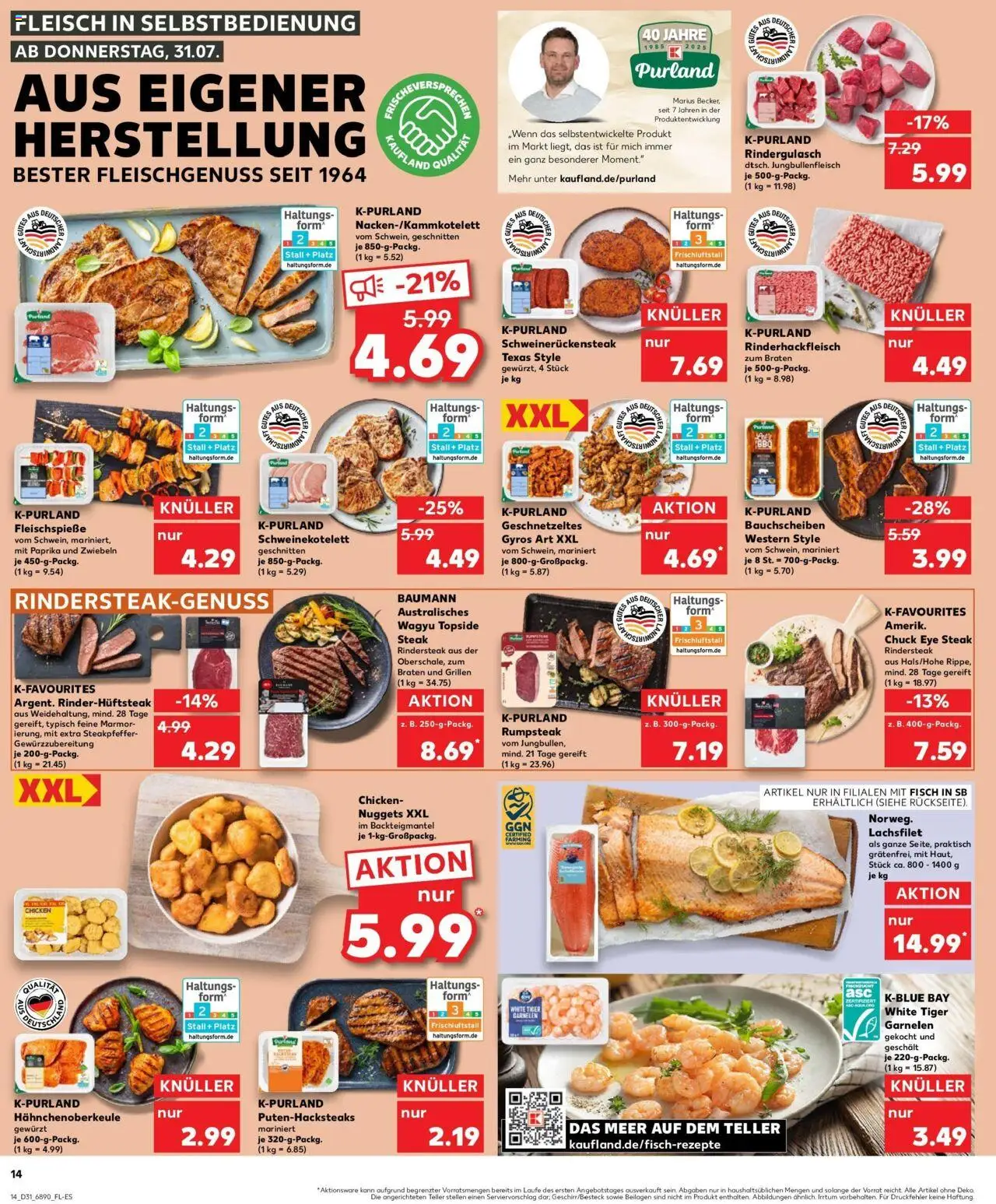 Kaufland prospekt Oststeinbek	 - gültig ab dem 03.08.2025 | Seite: 25 | Produkte: Rumpsteak, Fisch, Zwiebeln, Steak